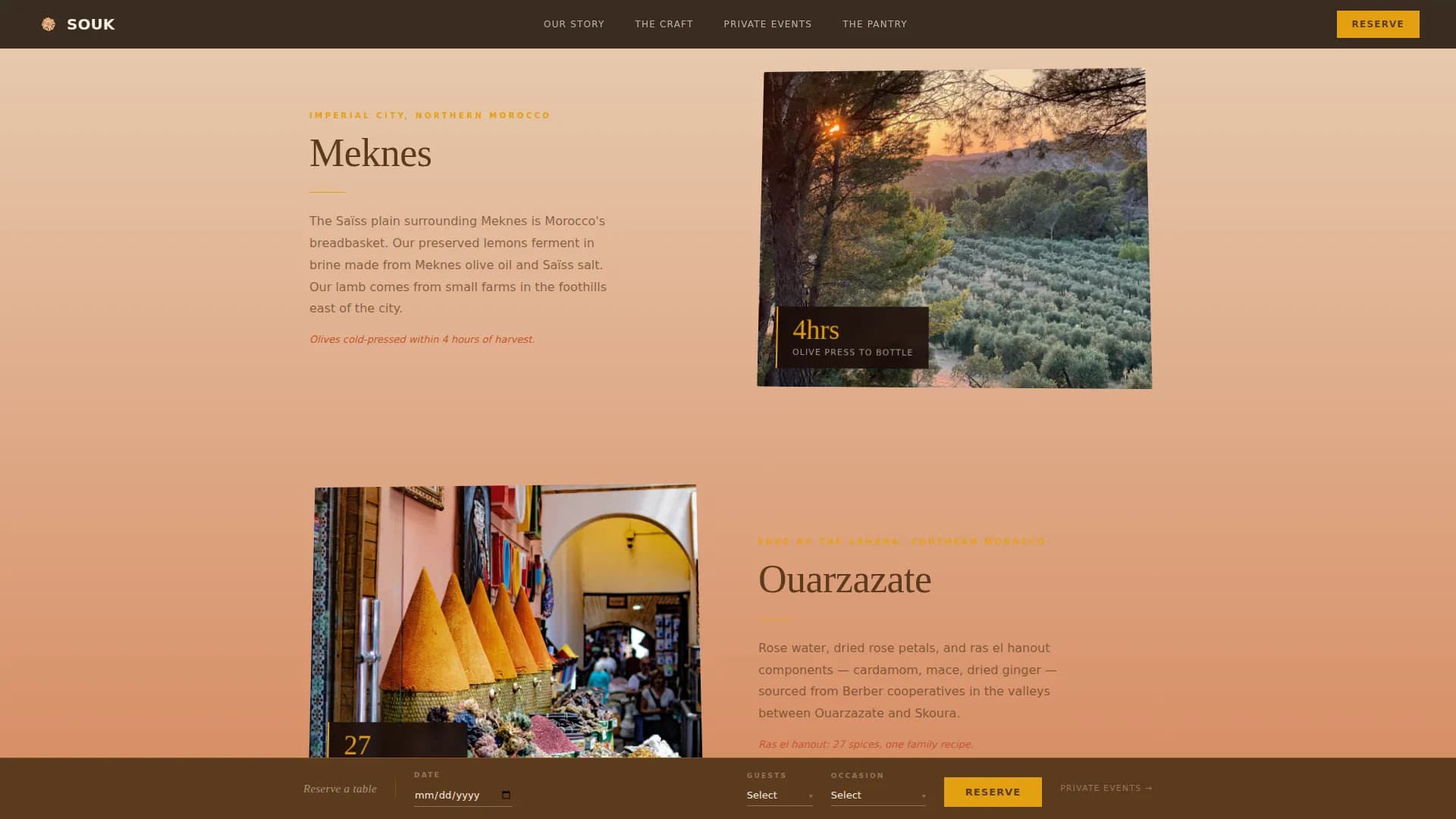 Souk — Fine Dining Experience Landing Page Template