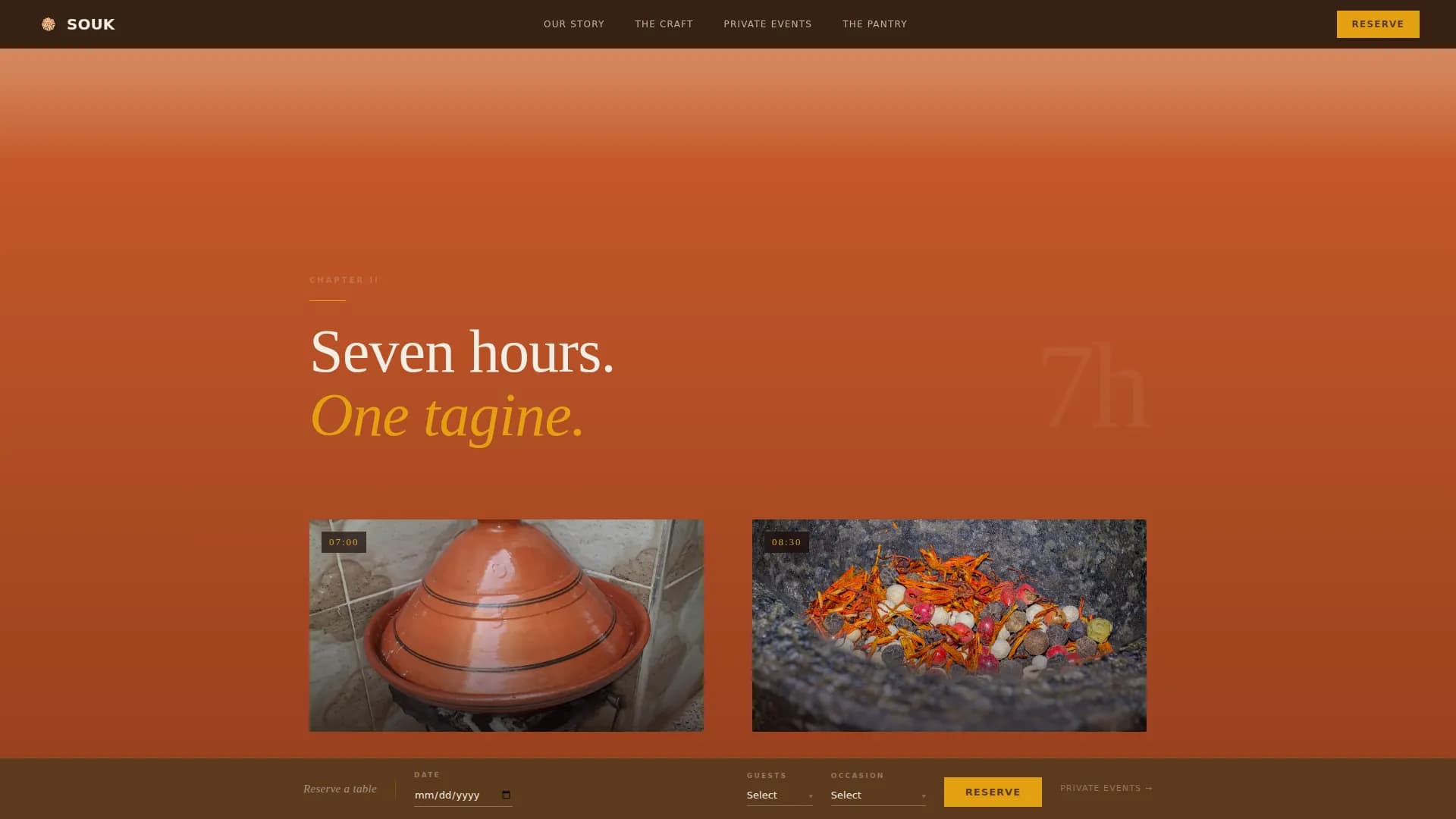 Souk — Fine Dining Experience Landing Page Template