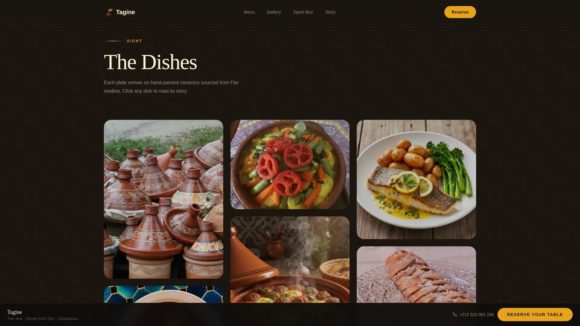 Middle Eastern Cuisine & Dining Specialist Booking Website Template