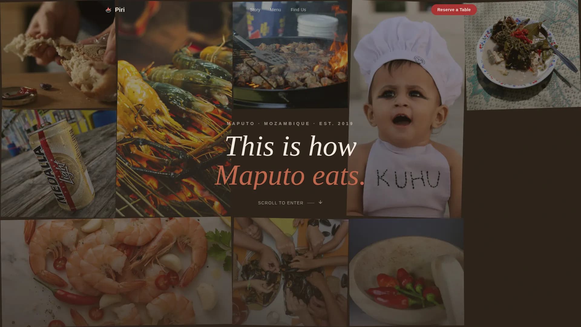 Piri - Authentic Mozambican Restaurant Landing Page Template