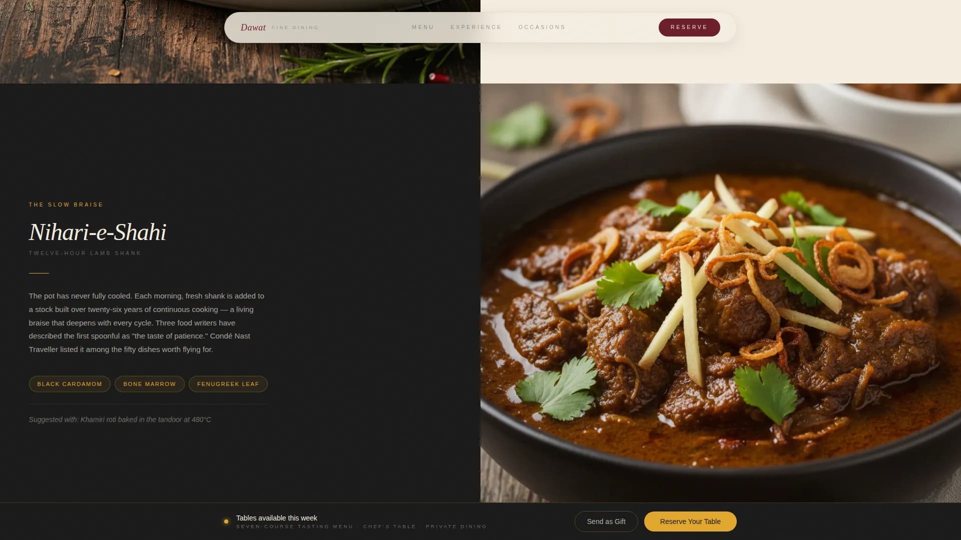 Indulge — Luxury Mughlai Dining Landing Page Template