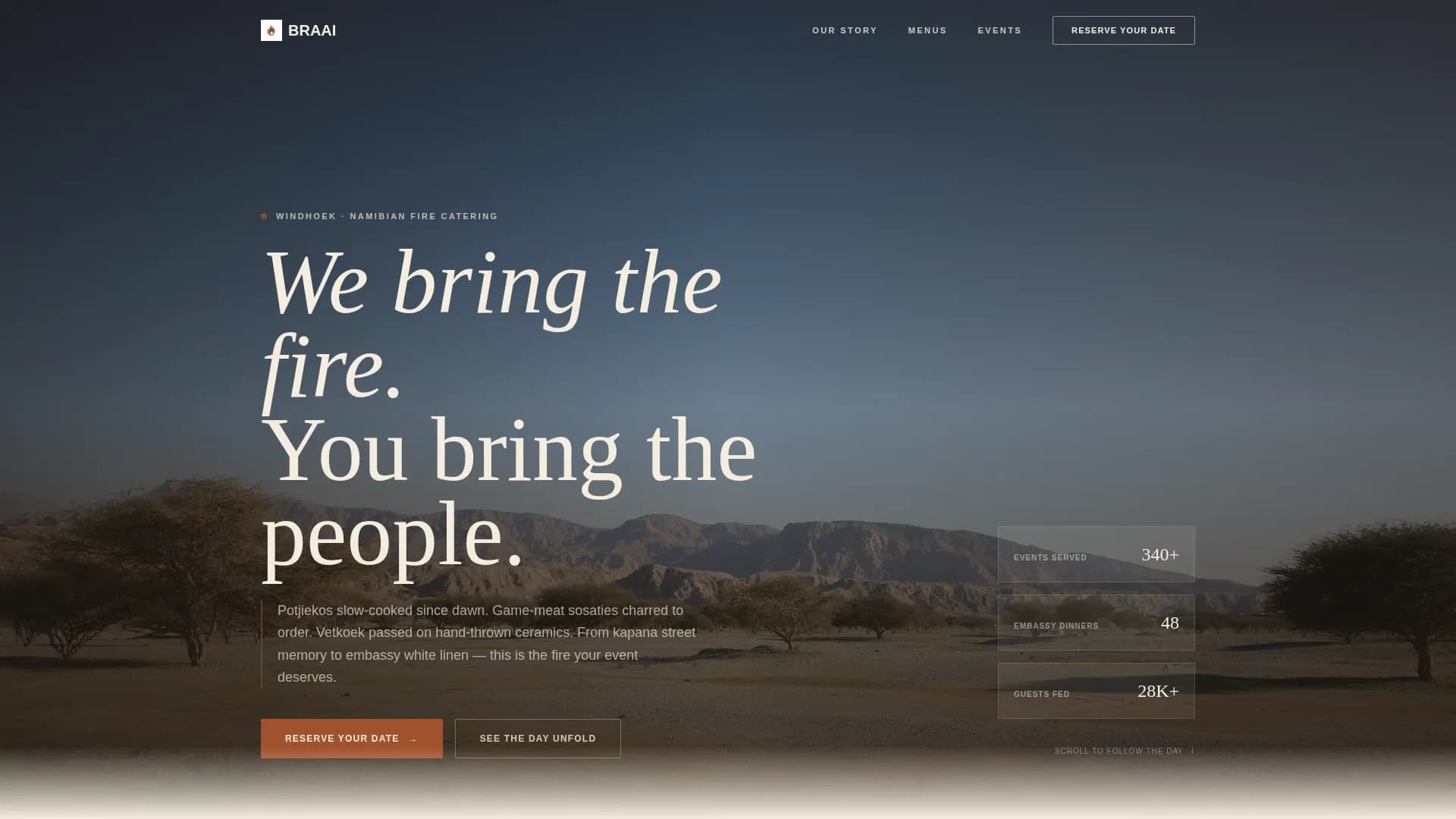 Braai — Namibian Catering Landing Page Template