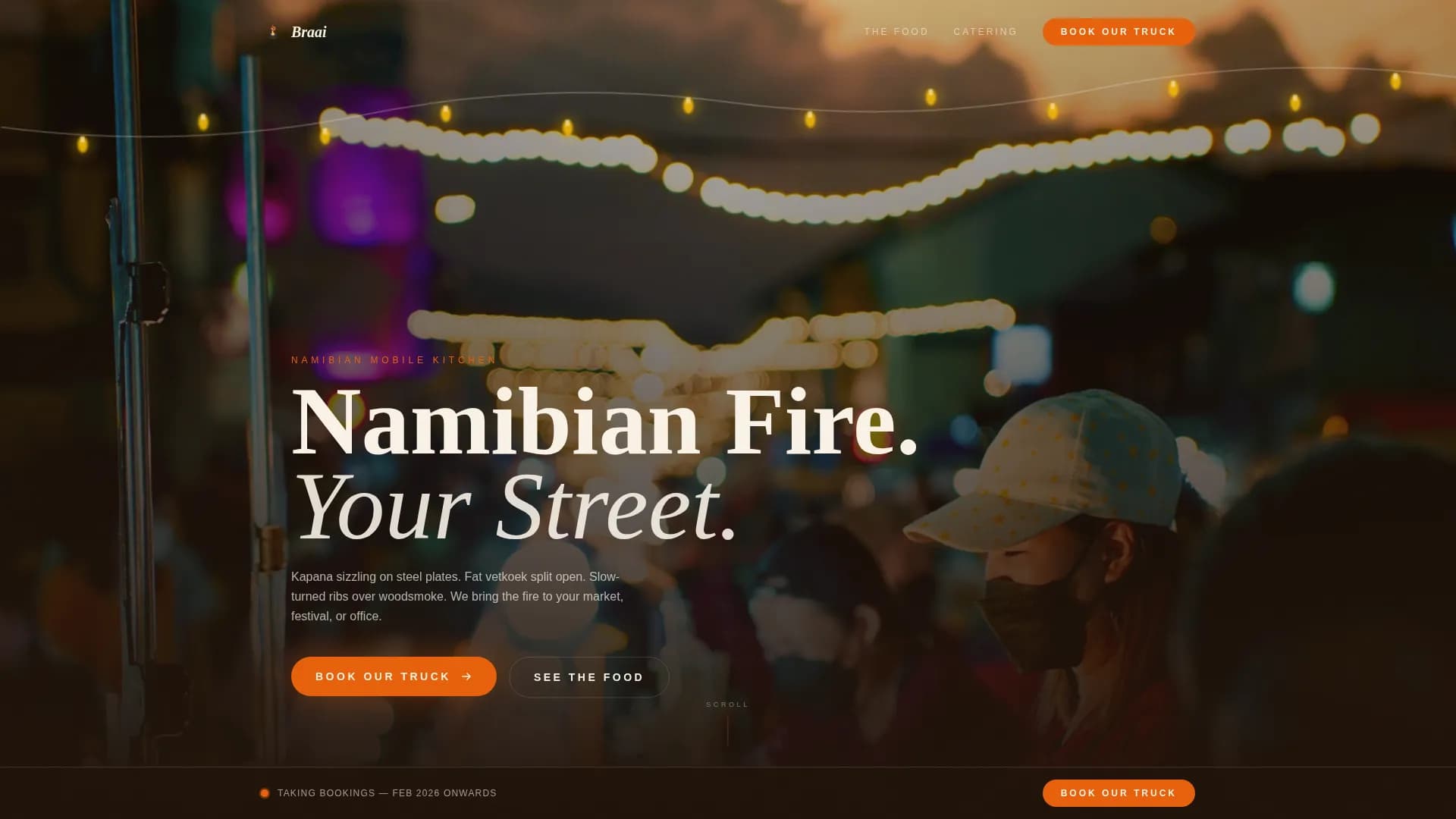 Braai — Street Food Truck Landing Page Template