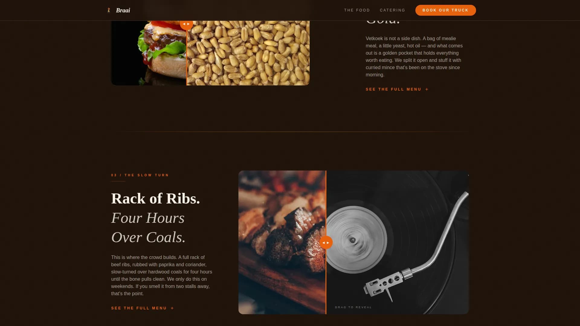 Braai — Street Food Truck Landing Page Template