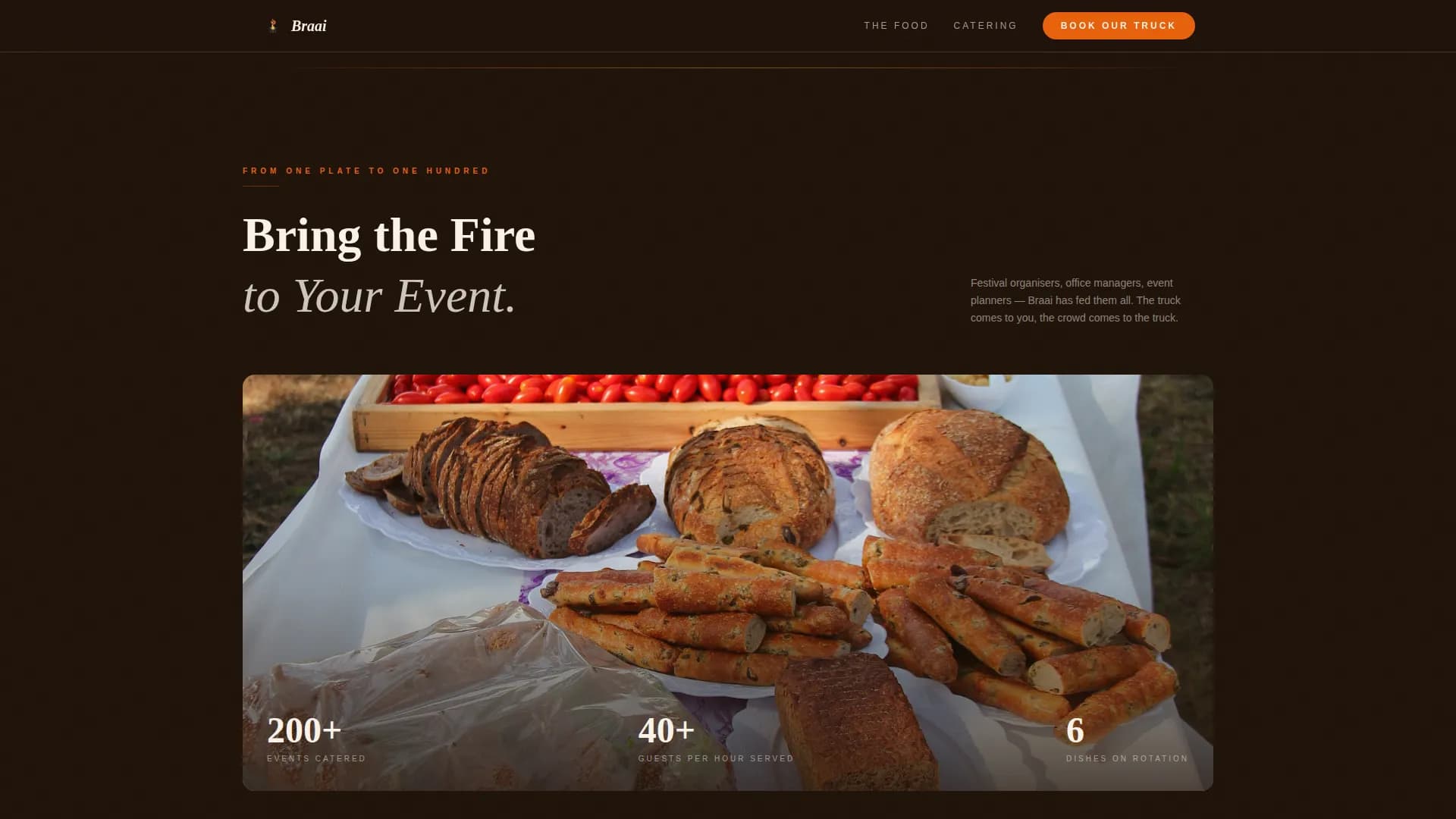 Braai — Street Food Truck Landing Page Template