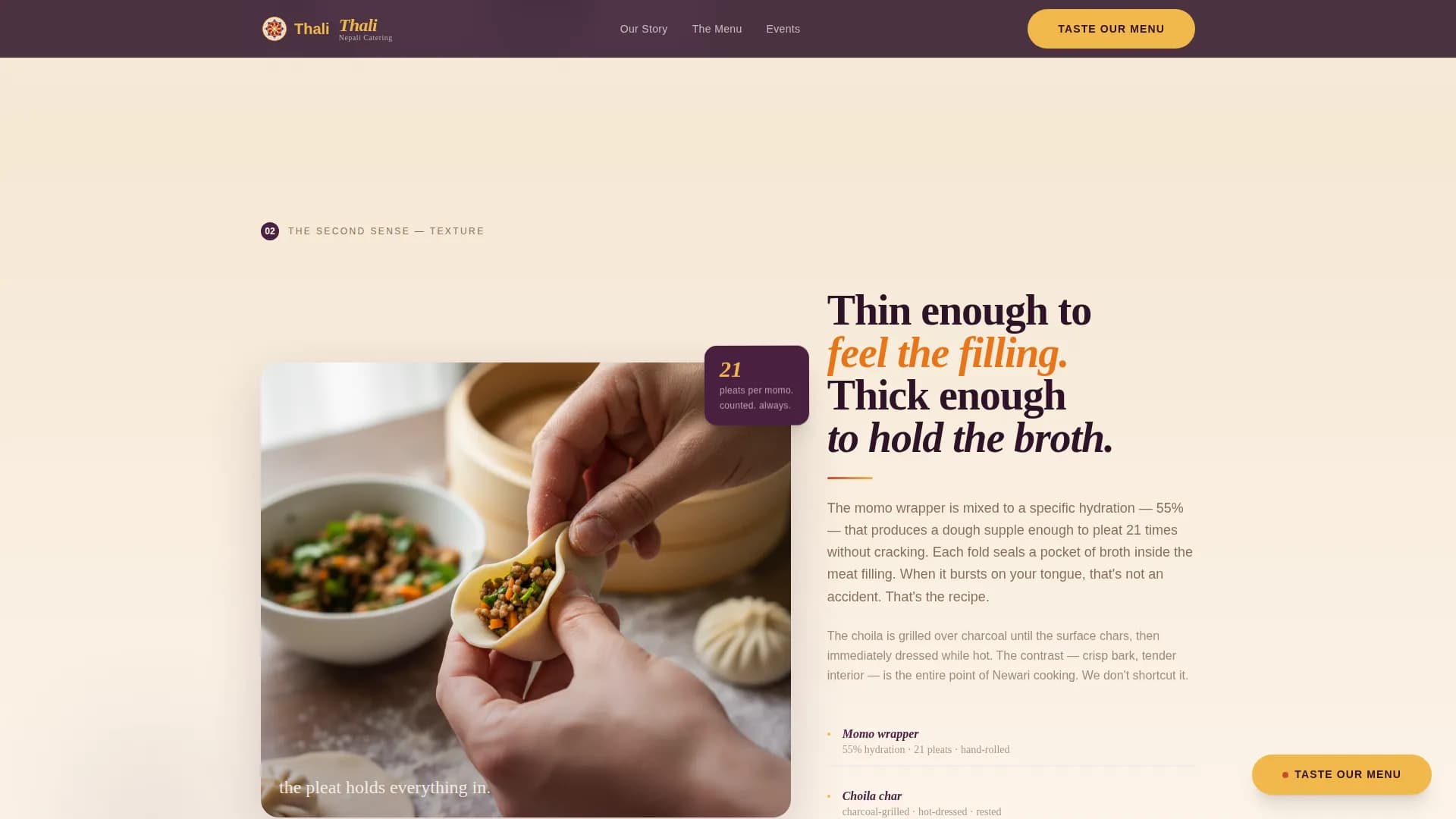 Thali — Refined Nepalese Catering Landing Page Template