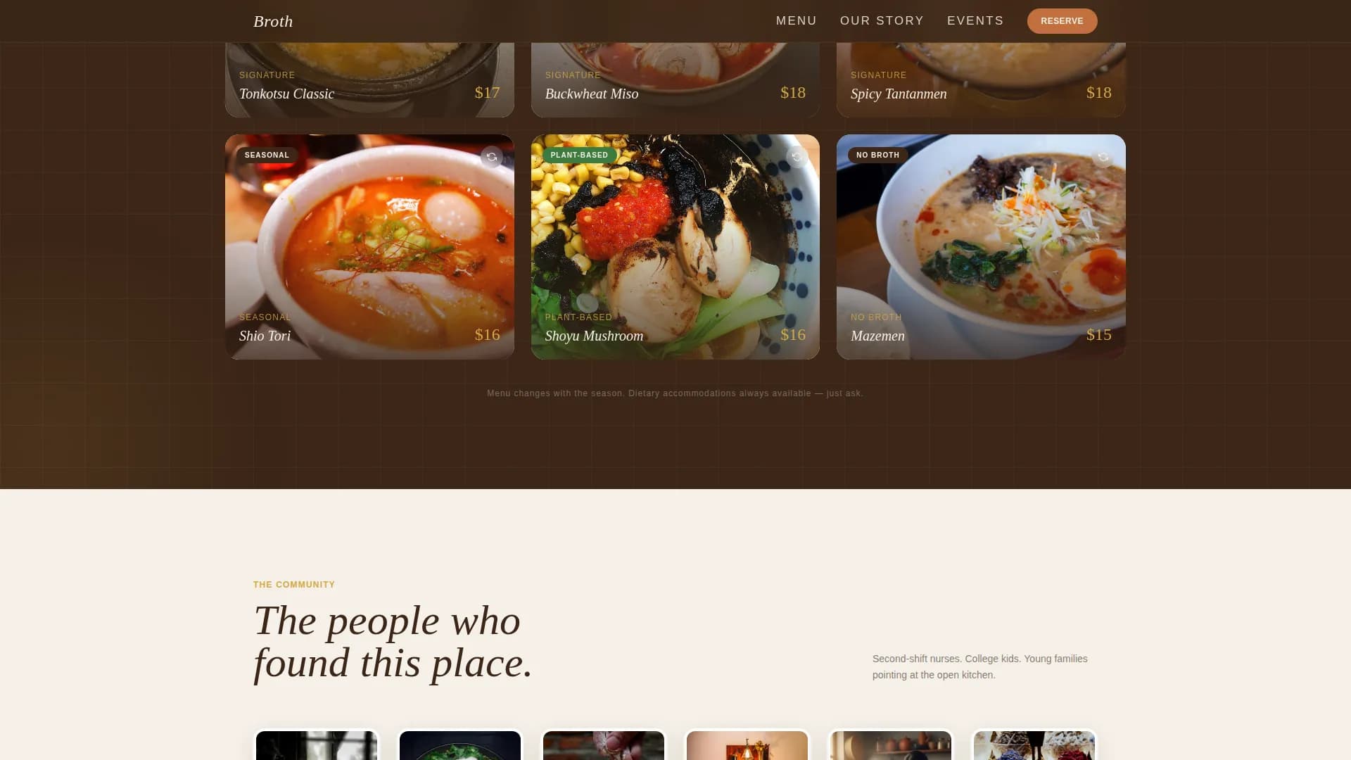 Broth — Premium Ramen Experience Landing Page Template