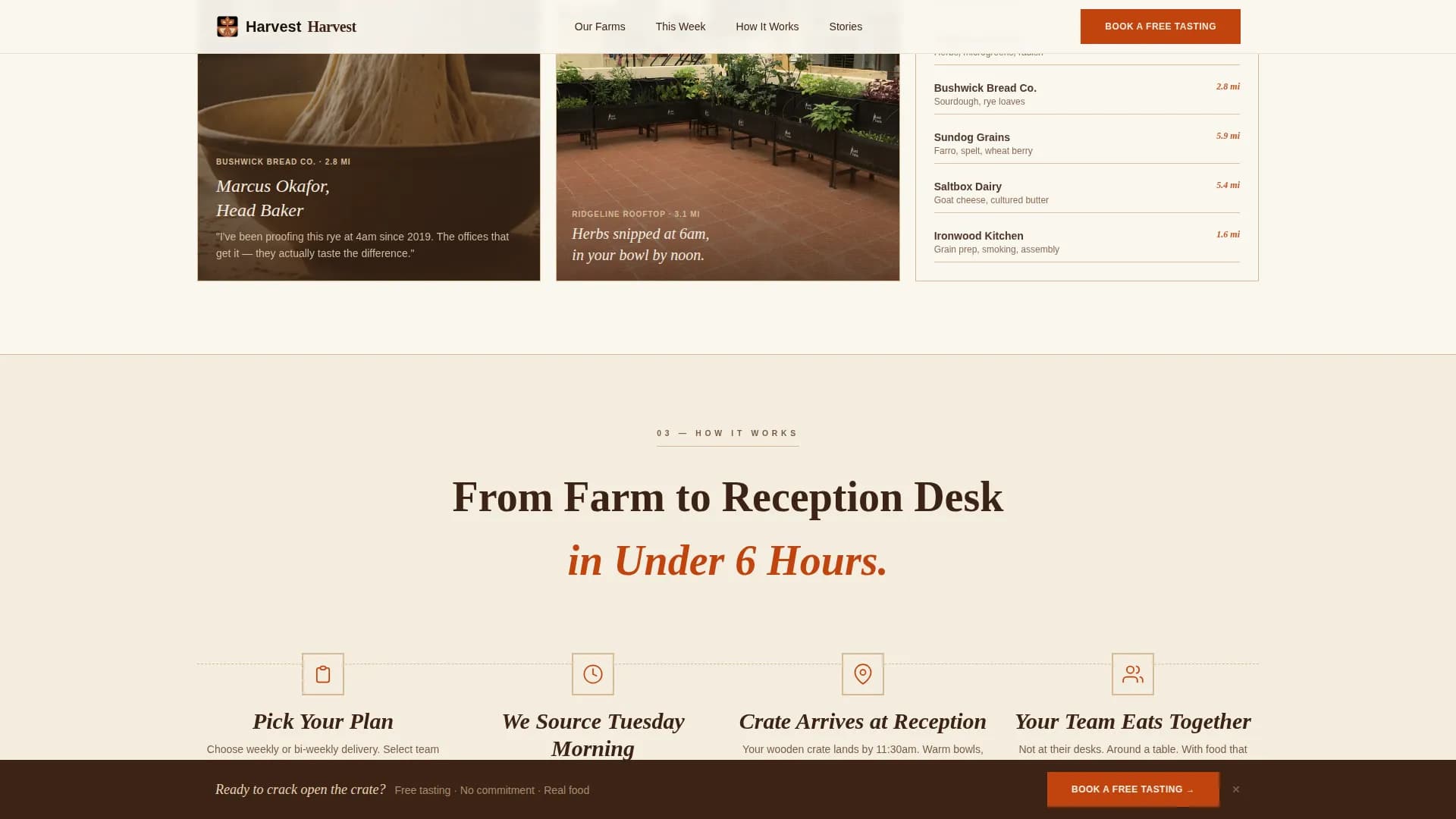 Harvest — Premium Corporate Meals Landing Page Template