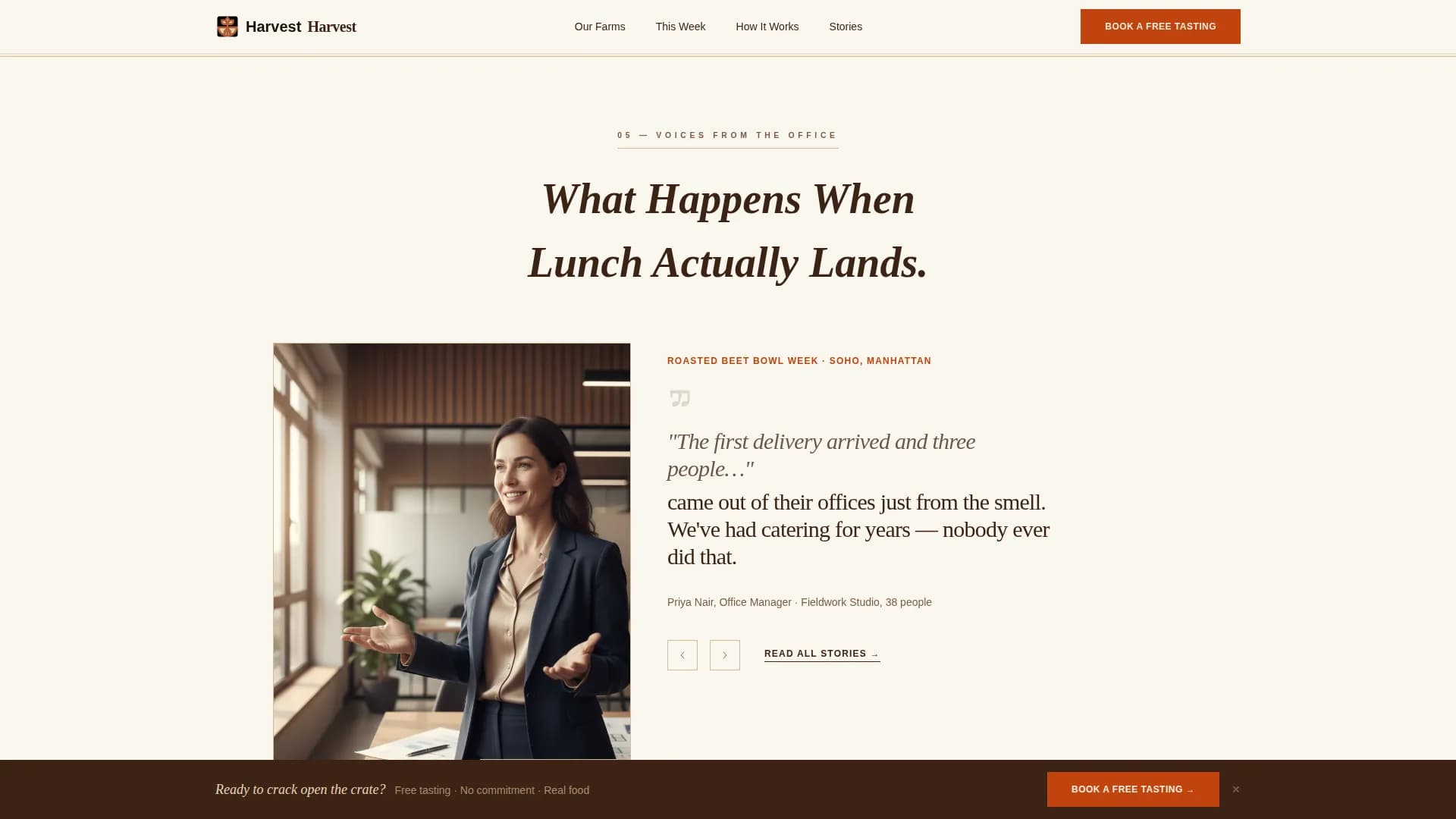 Harvest — Premium Corporate Meals Landing Page Template