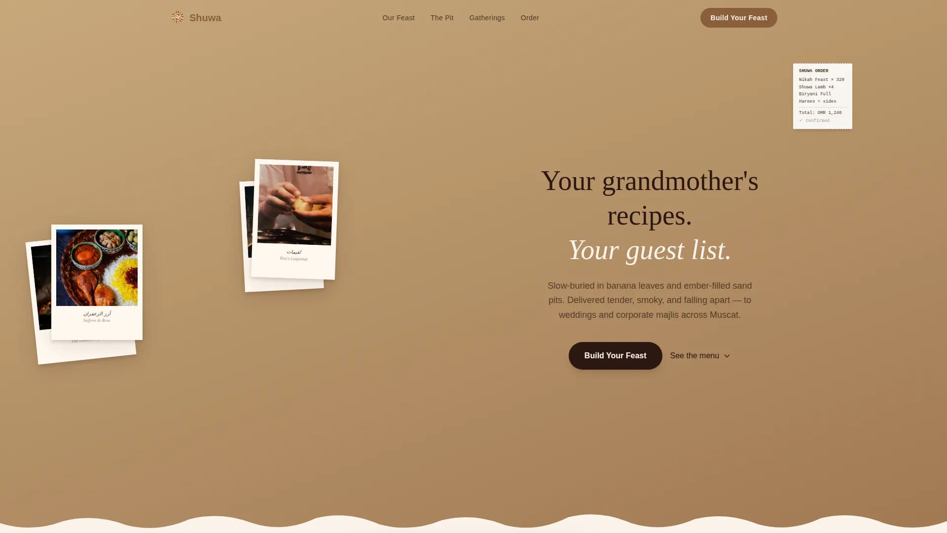 Shuwa — Traditional Catering Service Landing Page Template