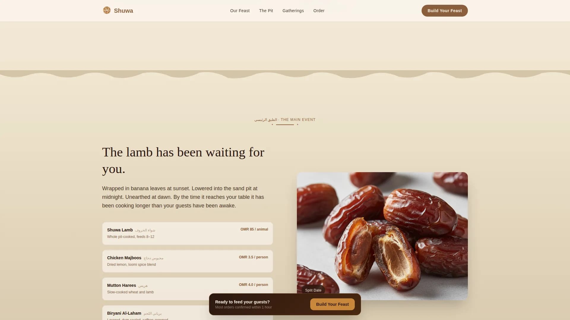 Shuwa — Traditional Catering Service Landing Page Template