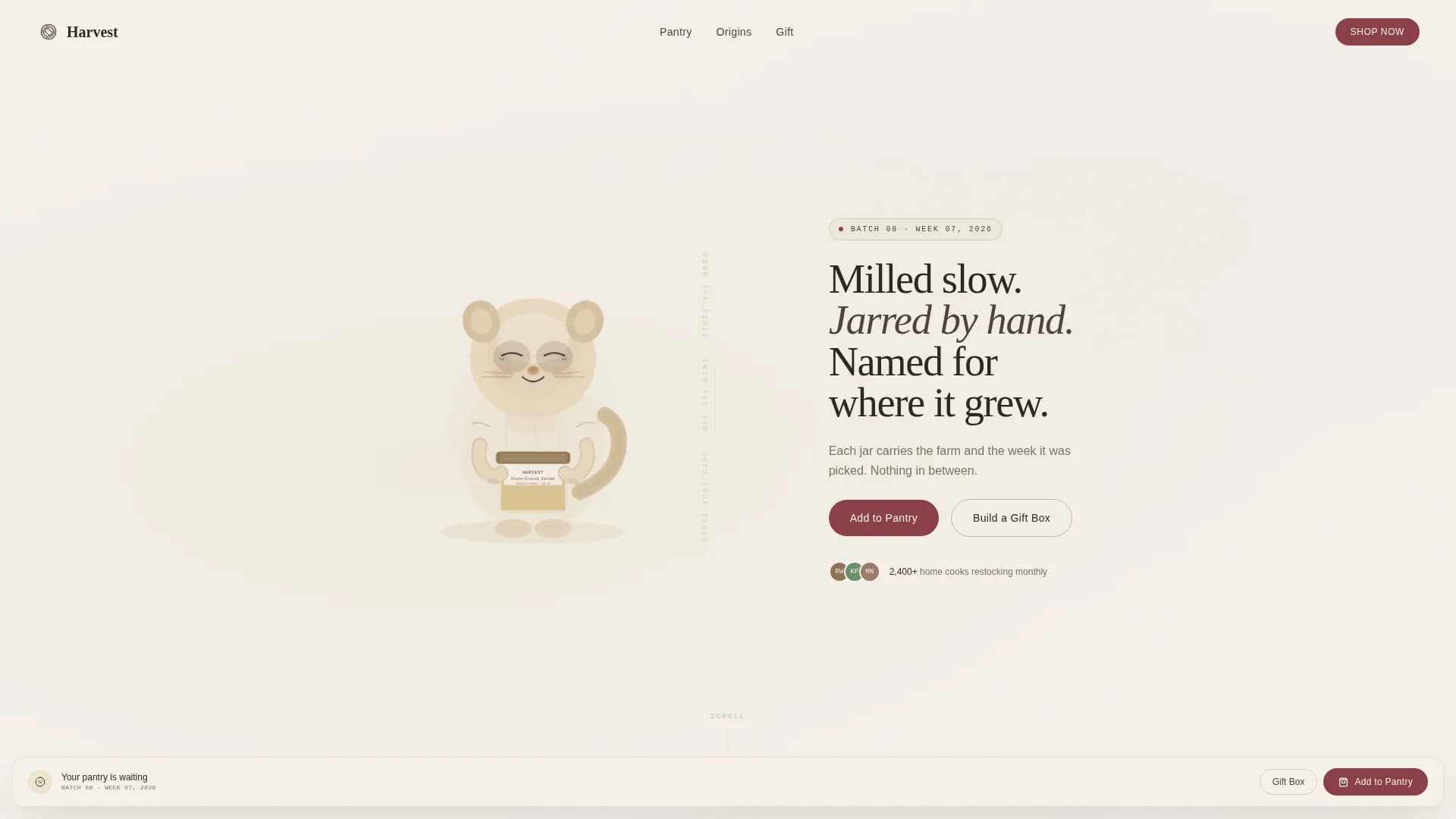 Harvest — Exclusive Artisan Provisions Landing Page Template