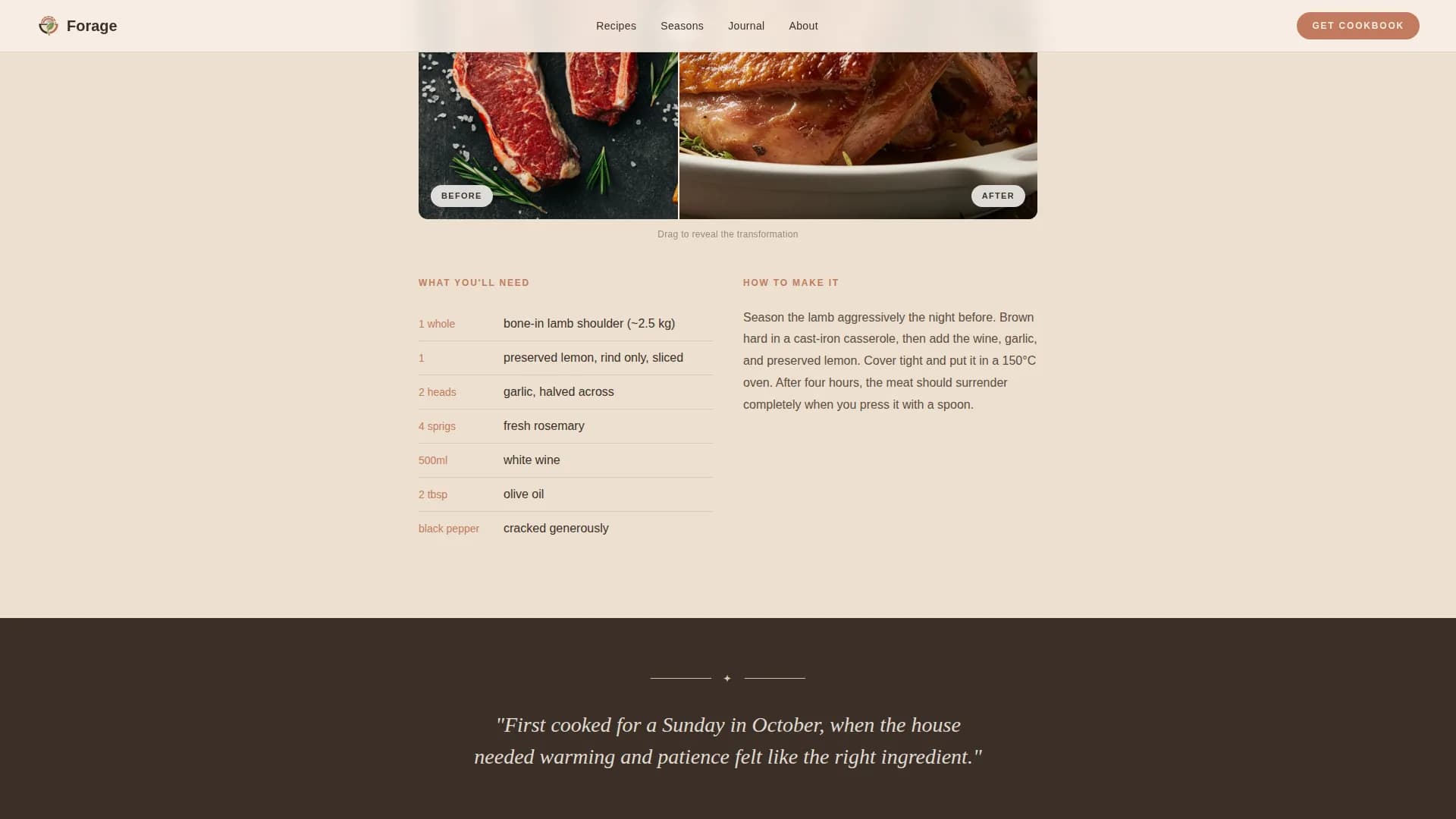 Forage — Authentic Farm Cookbook Landing Page Template