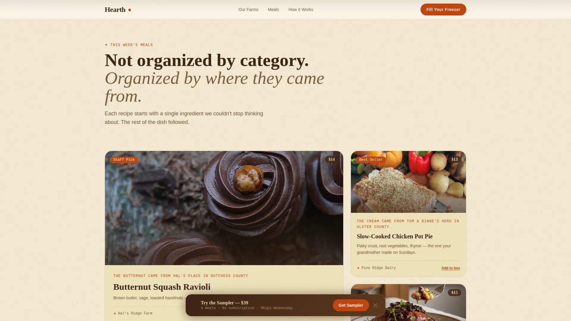 Hearth — Wholesome Prepared Meals Landing Page Template