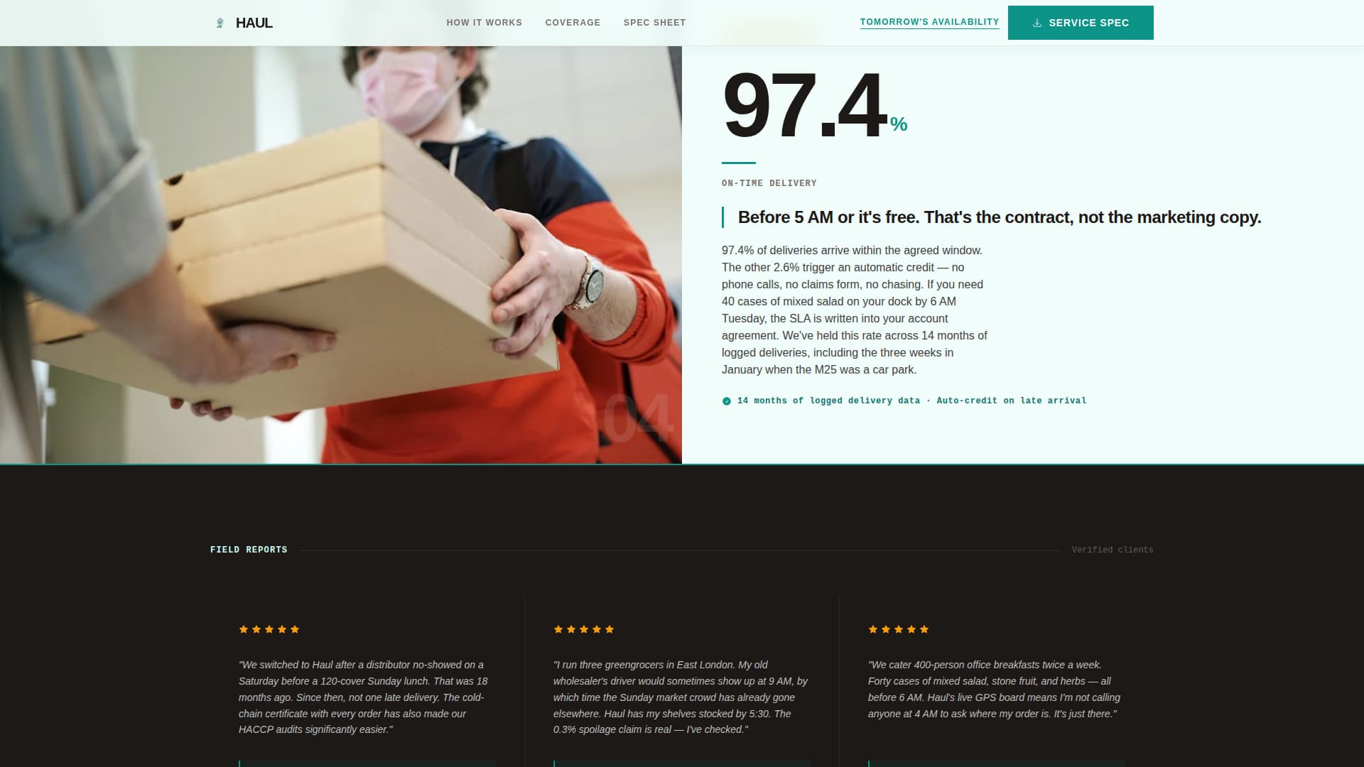 Haul - Reliable Produce Landing Page Template