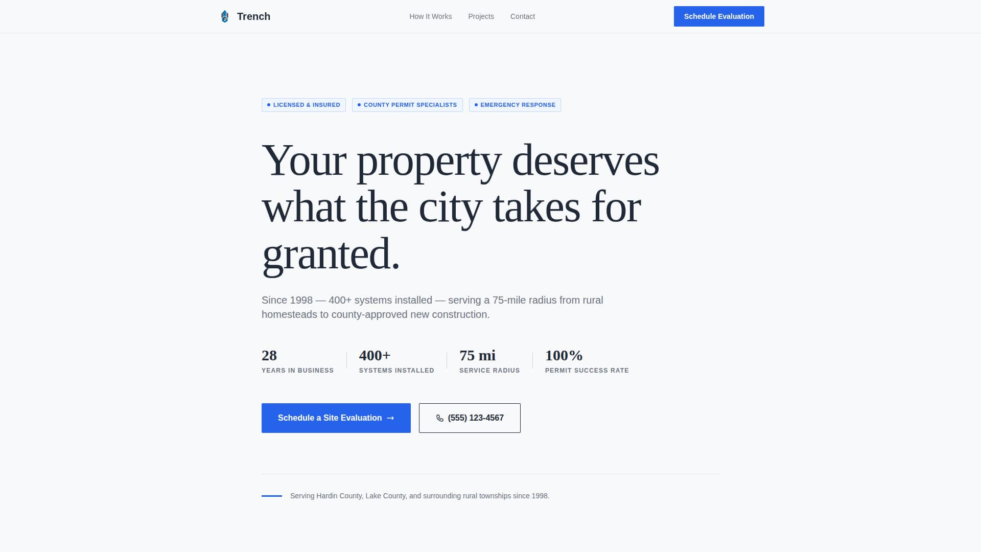 Septic System Installer Business Booking Website Template