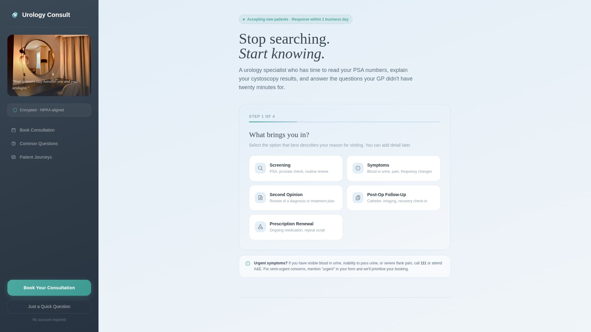 Consult — Expert Urology Care Landing Page Template