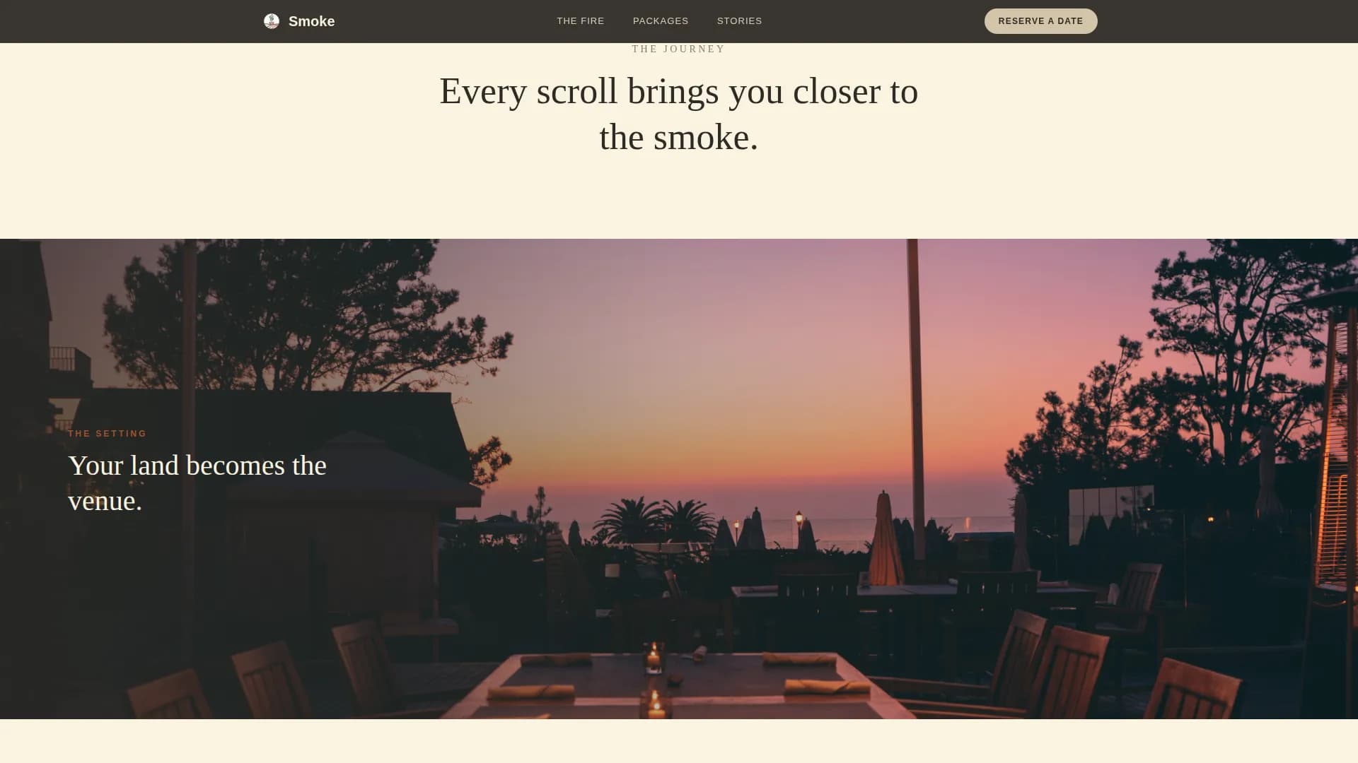 Smoke - Pit-Fired Outdoor BBQ Catering Landing Page Template