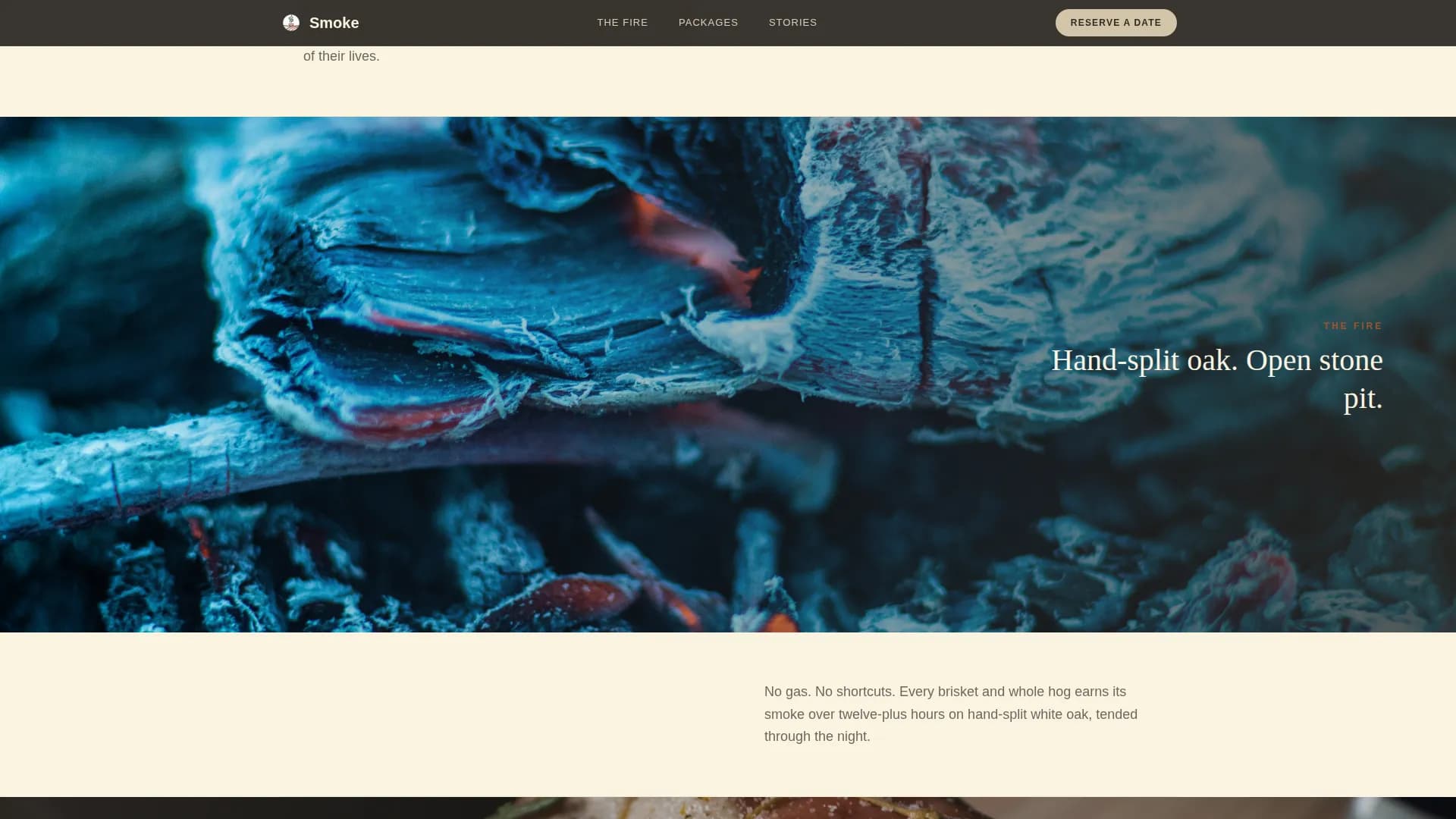 Smoke - Pit-Fired Outdoor BBQ Catering Landing Page Template
