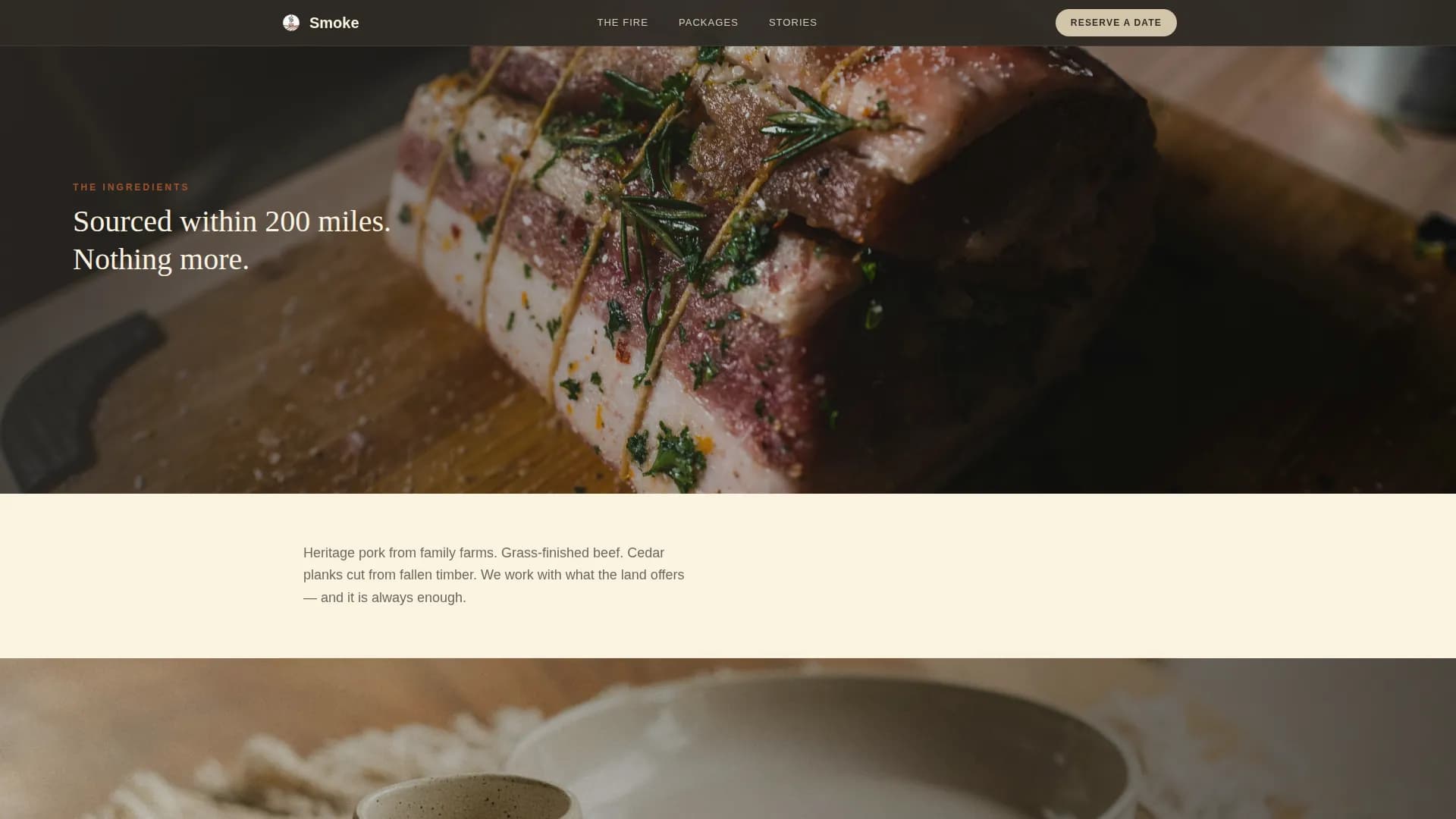 Smoke - Pit-Fired Outdoor BBQ Catering Landing Page Template