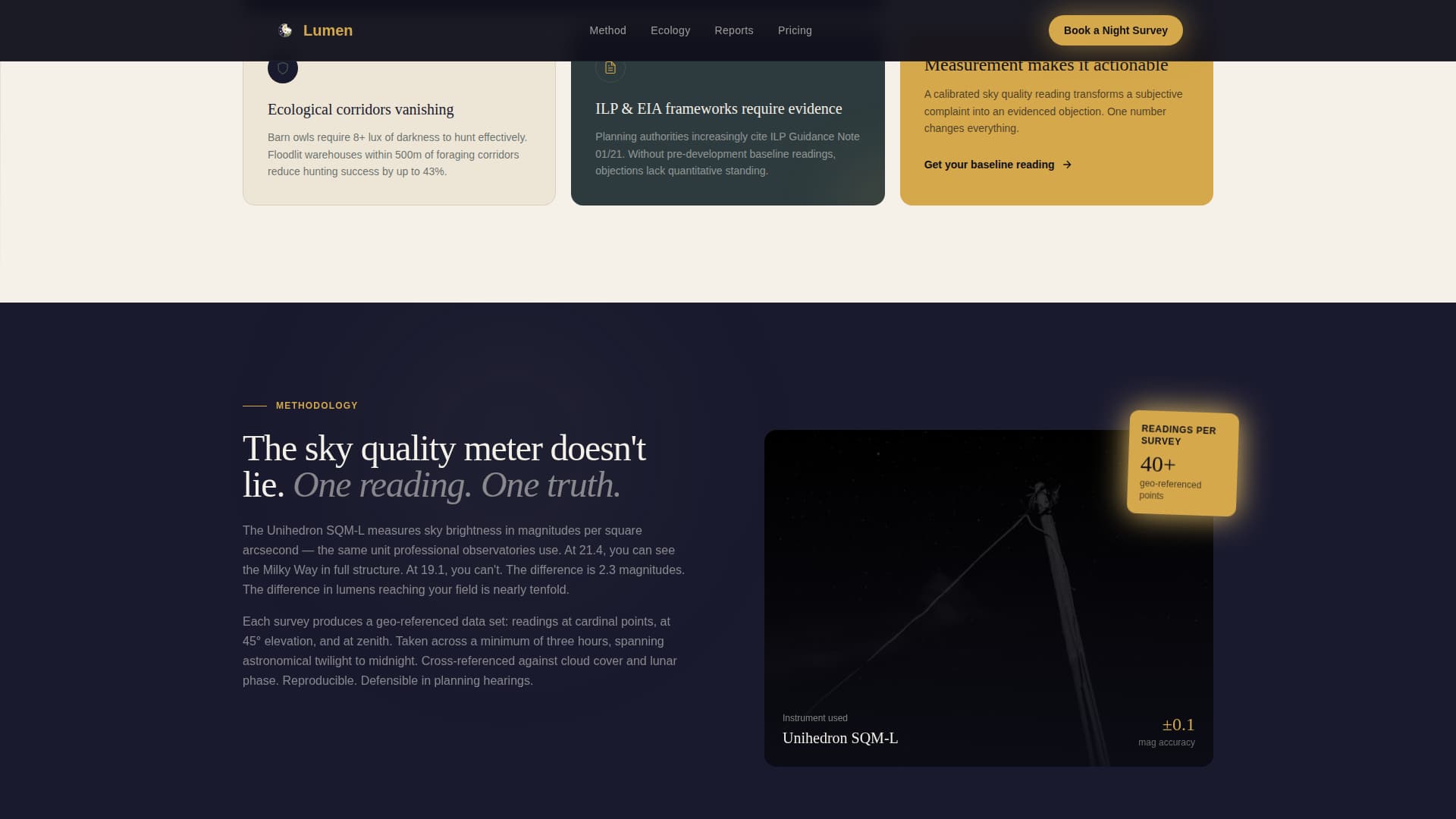 Lumen - Immersive Light Pollution Assessor Landing Page Template
