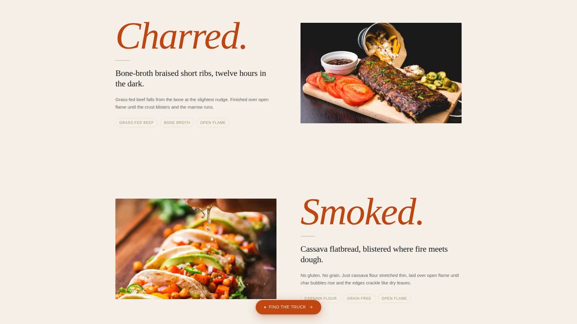 Nomad — Wholesome Food Truck Landing Page Template