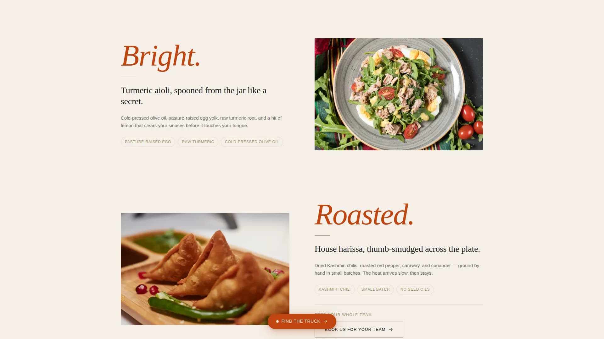 Nomad — Wholesome Food Truck Landing Page Template