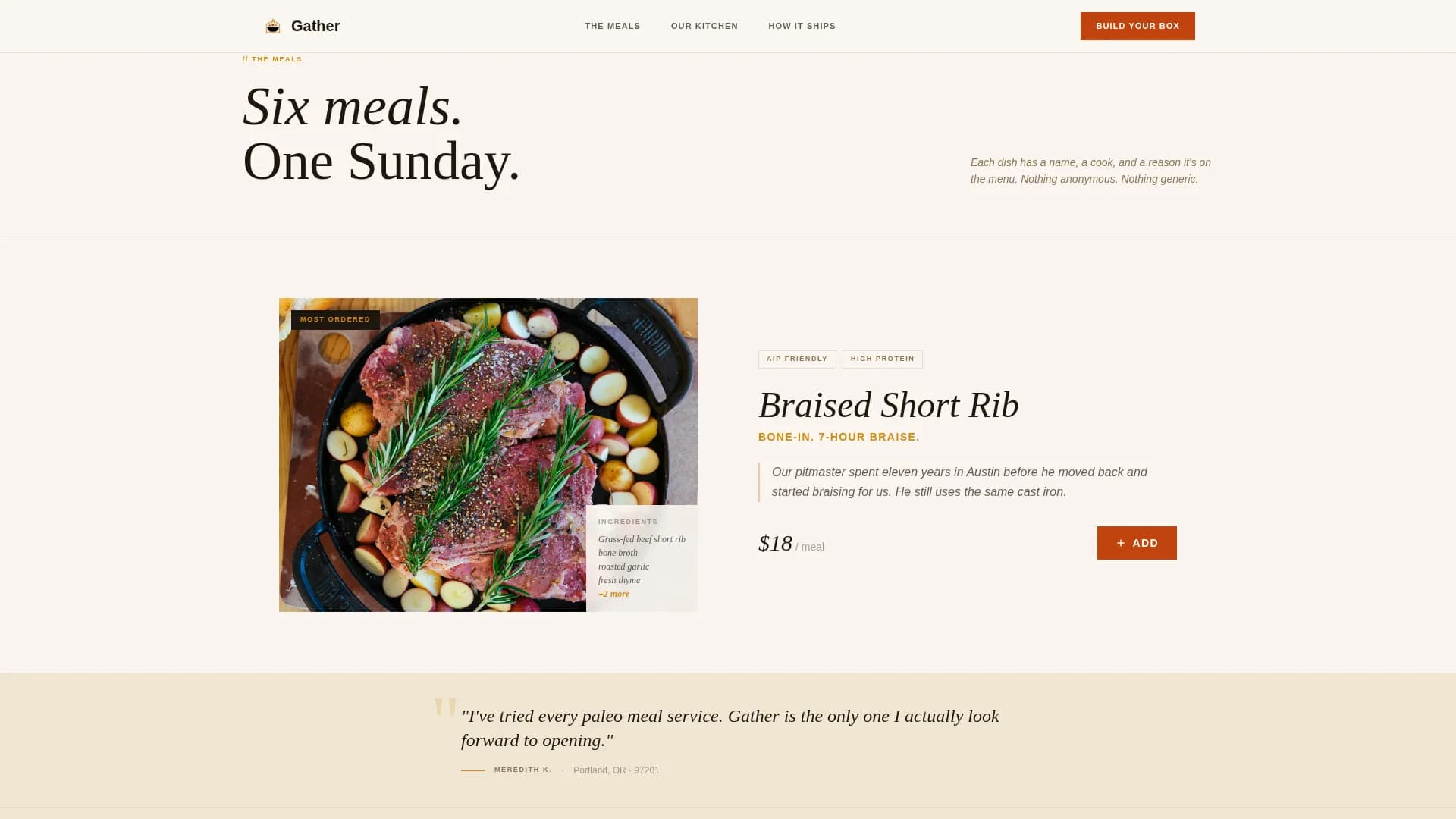 Nourish — Artisan Frozen Food Landing Page Template