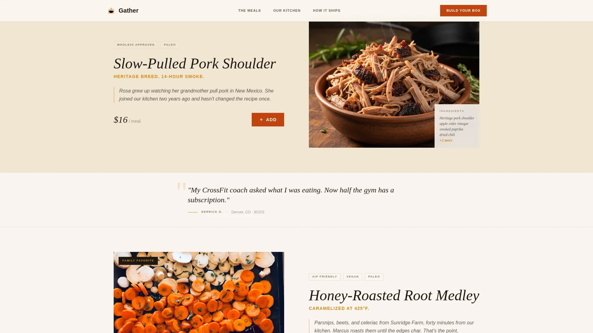 Nourish — Artisan Frozen Food Landing Page Template