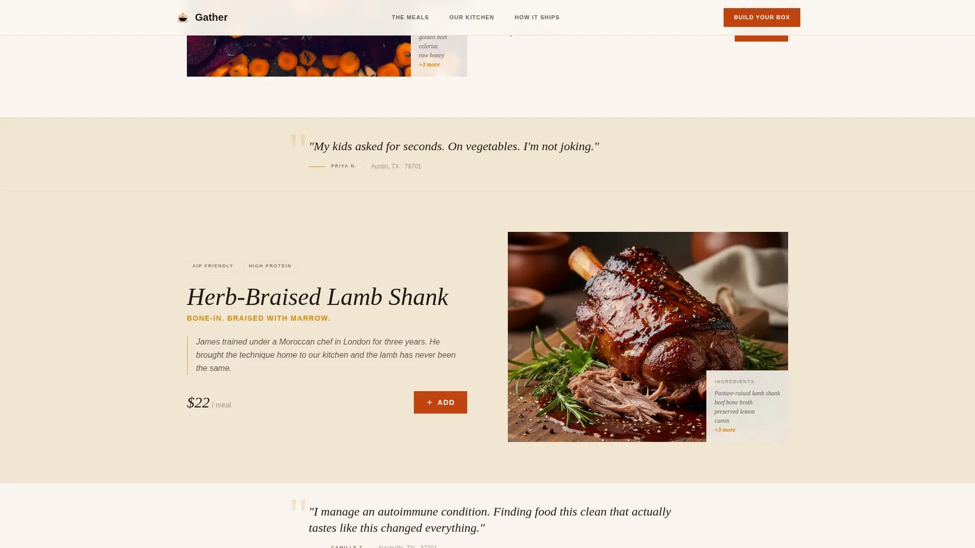 Nourish — Artisan Frozen Food Landing Page Template