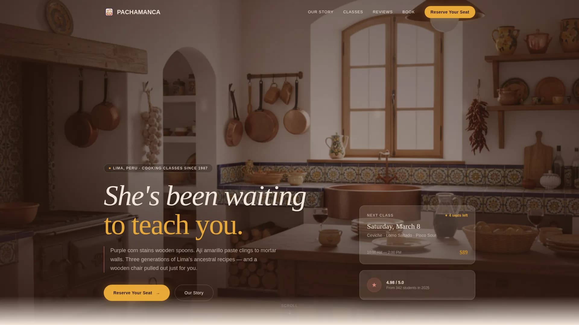 Tierra — Ancestral Cooking Academy Landing Page Template