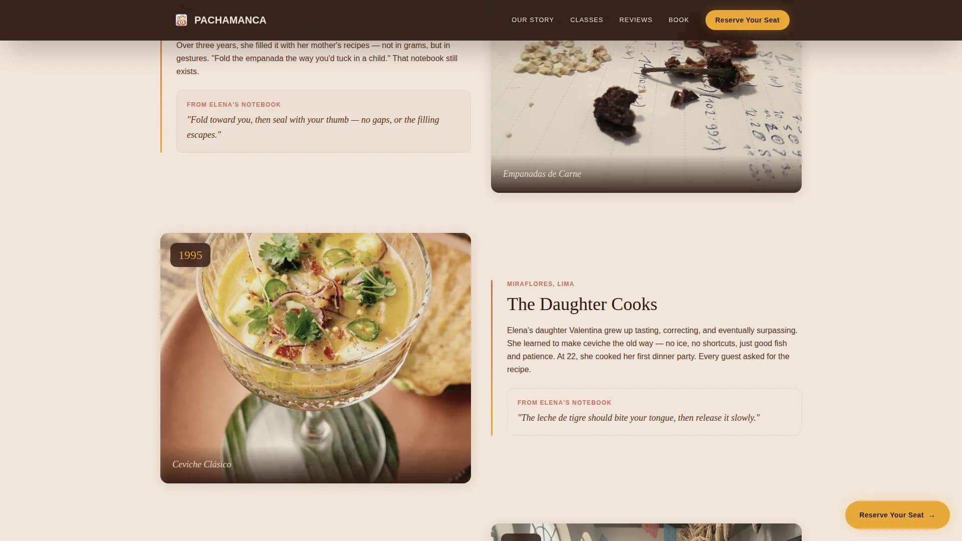 Tierra — Ancestral Cooking Academy Landing Page Template