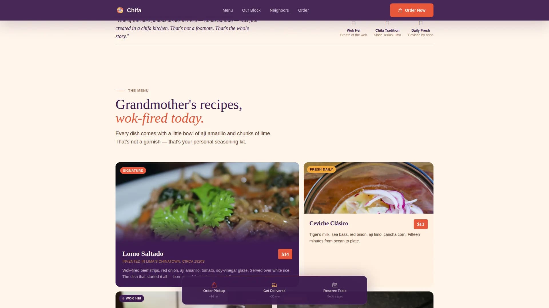 Fusion — Artisanal Peruvian Bistro Landing Page Template