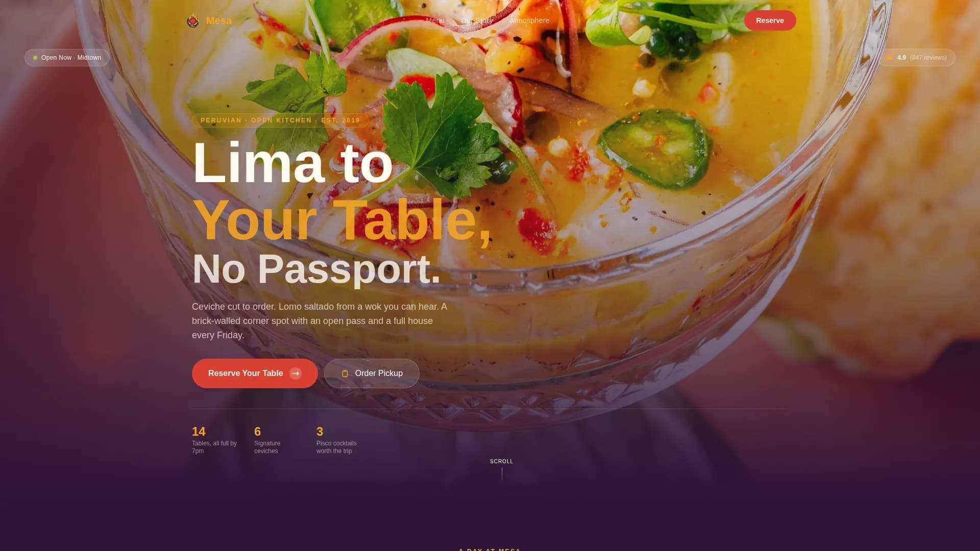 Fuego — Dynamic Peruvian Dining Landing Page Template