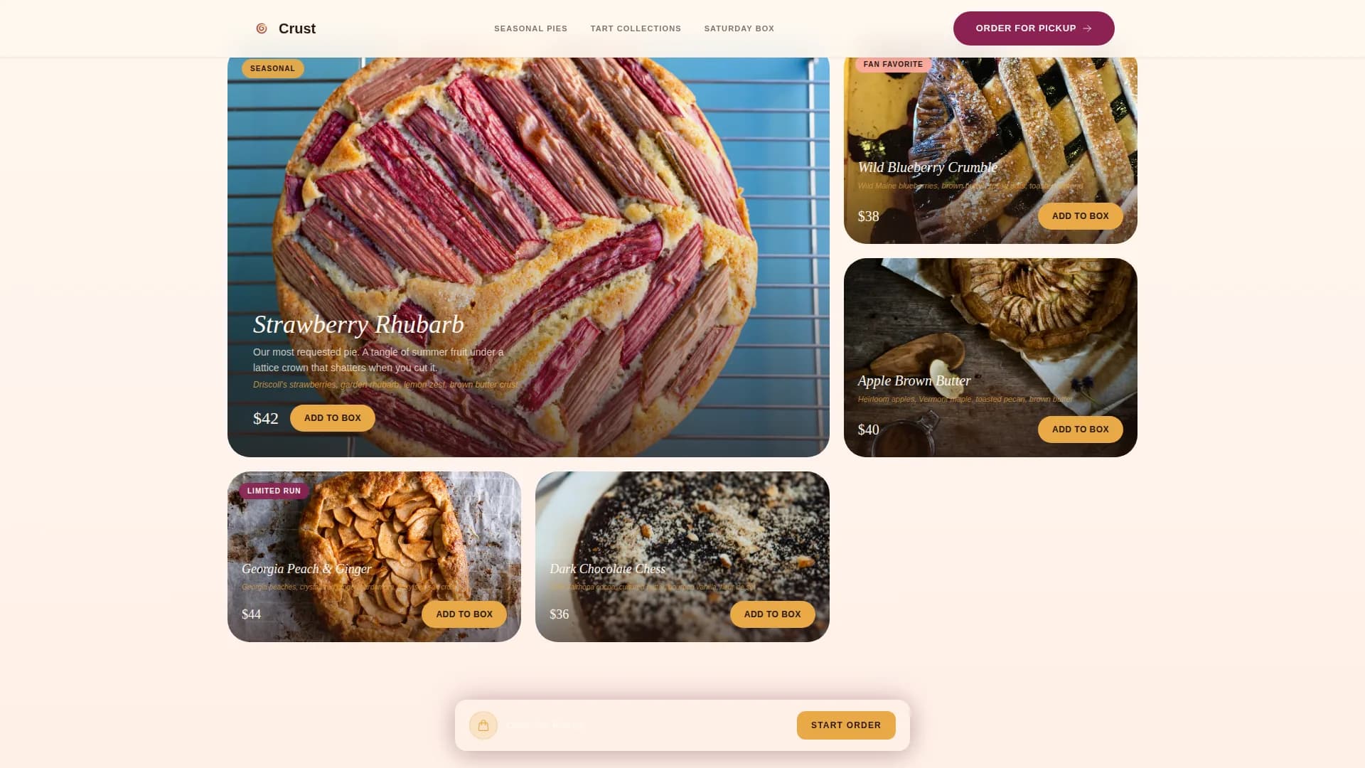 Artisan Pie & Tart Shop Order Website Template