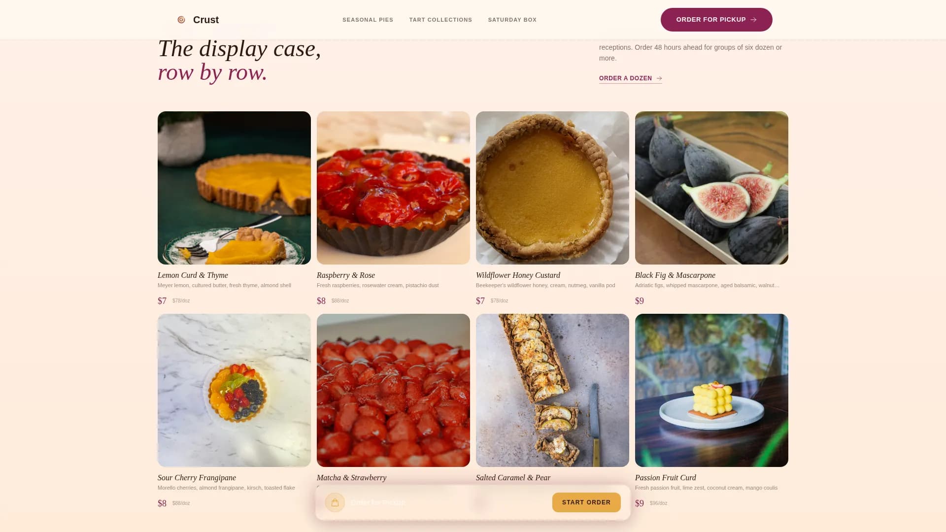 Artisan Pie & Tart Shop Order Website Template