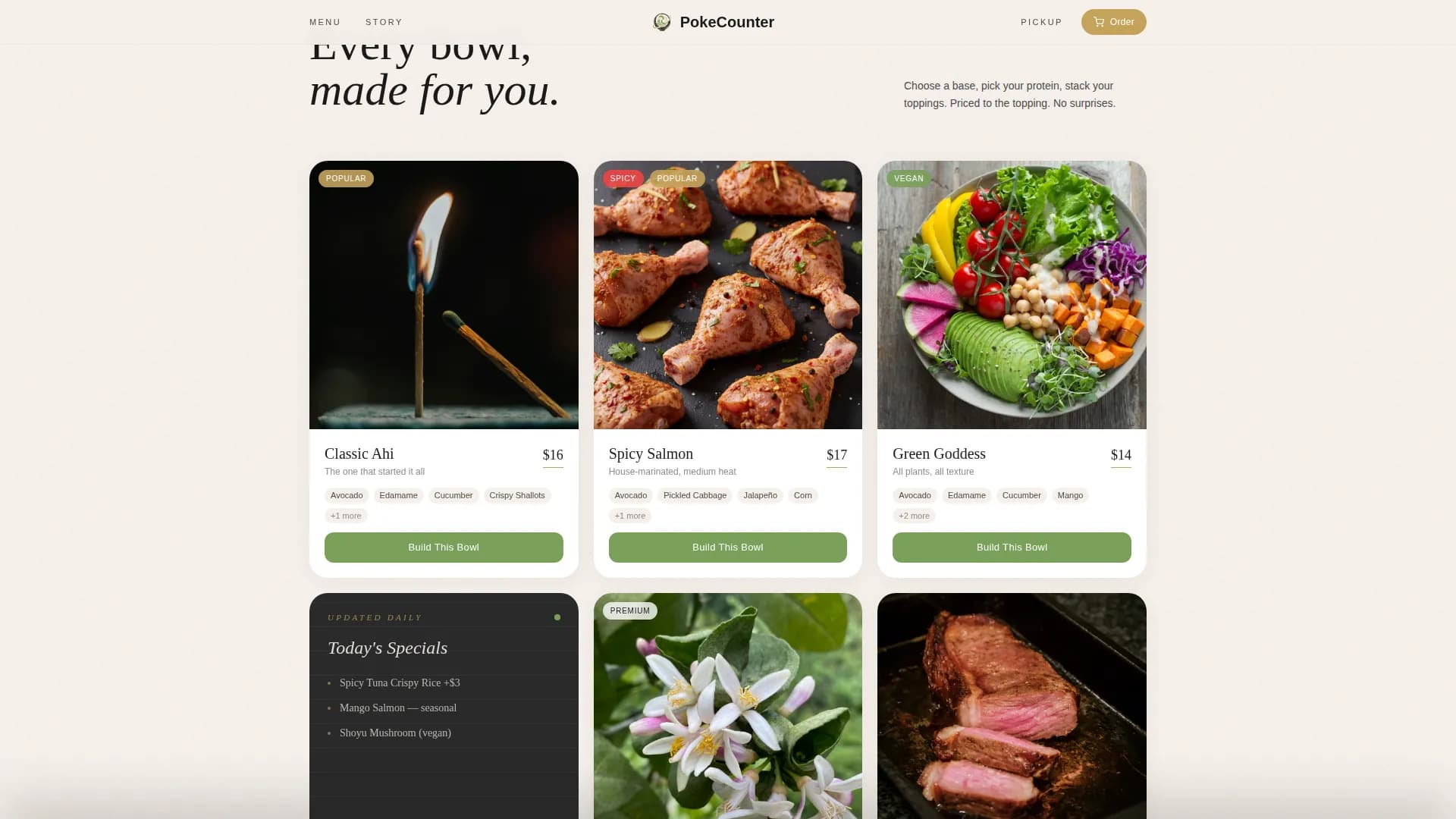 Ono — Craft Bowl Kitchen Landing Page Template