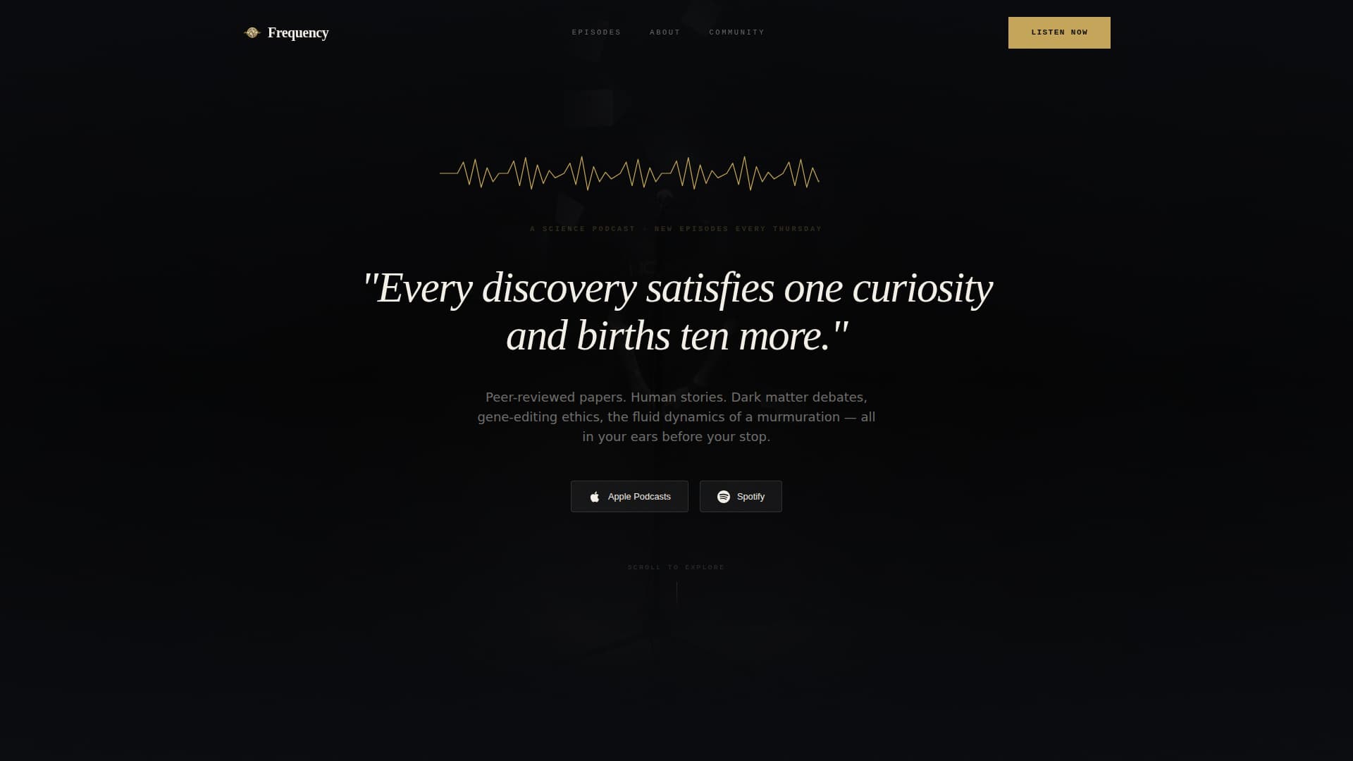 Wavelength — Compelling Science Podcast Landing Page Template