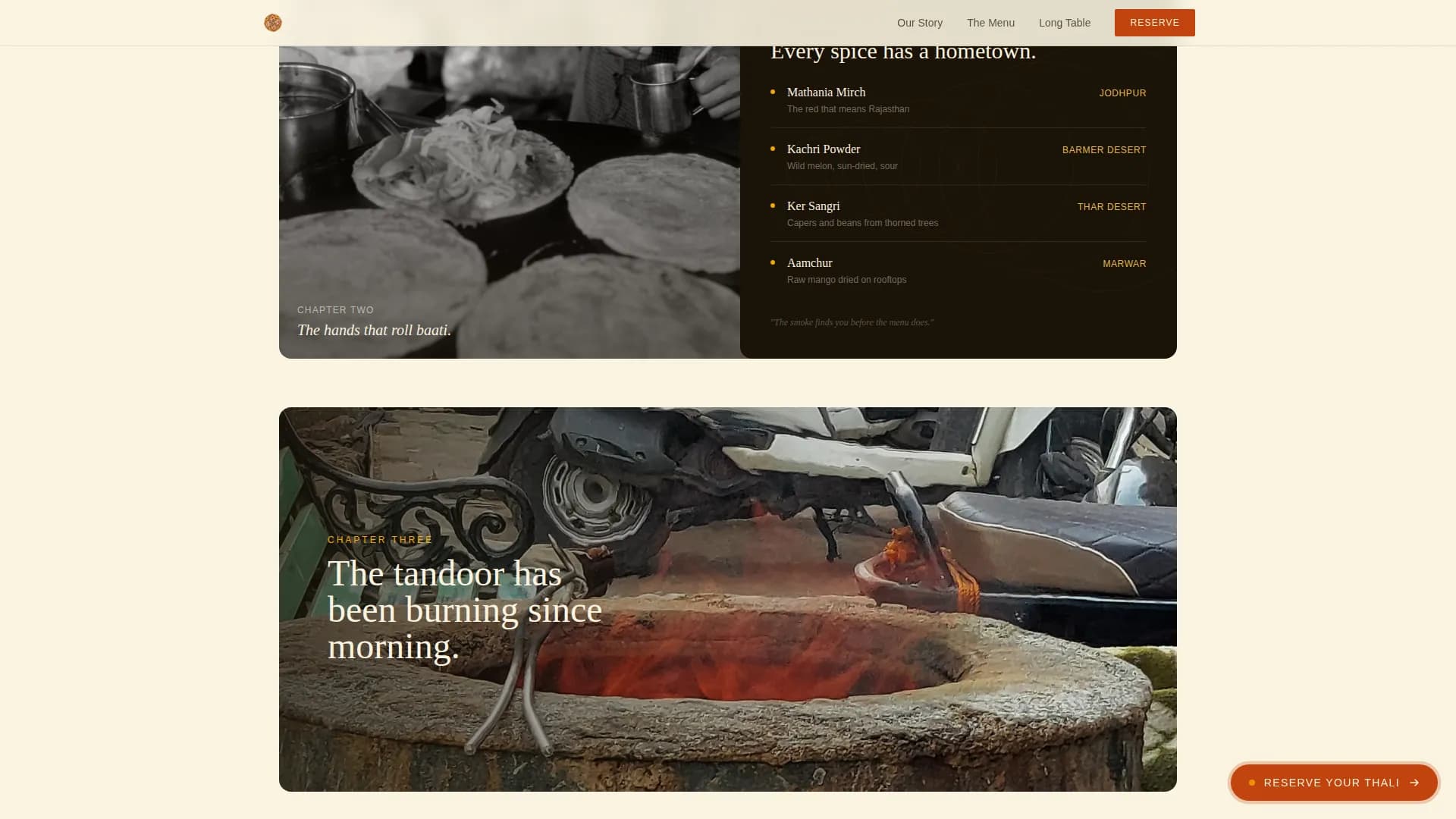 Thali — Vibrant Rajasthani Reservation Landing Page Template