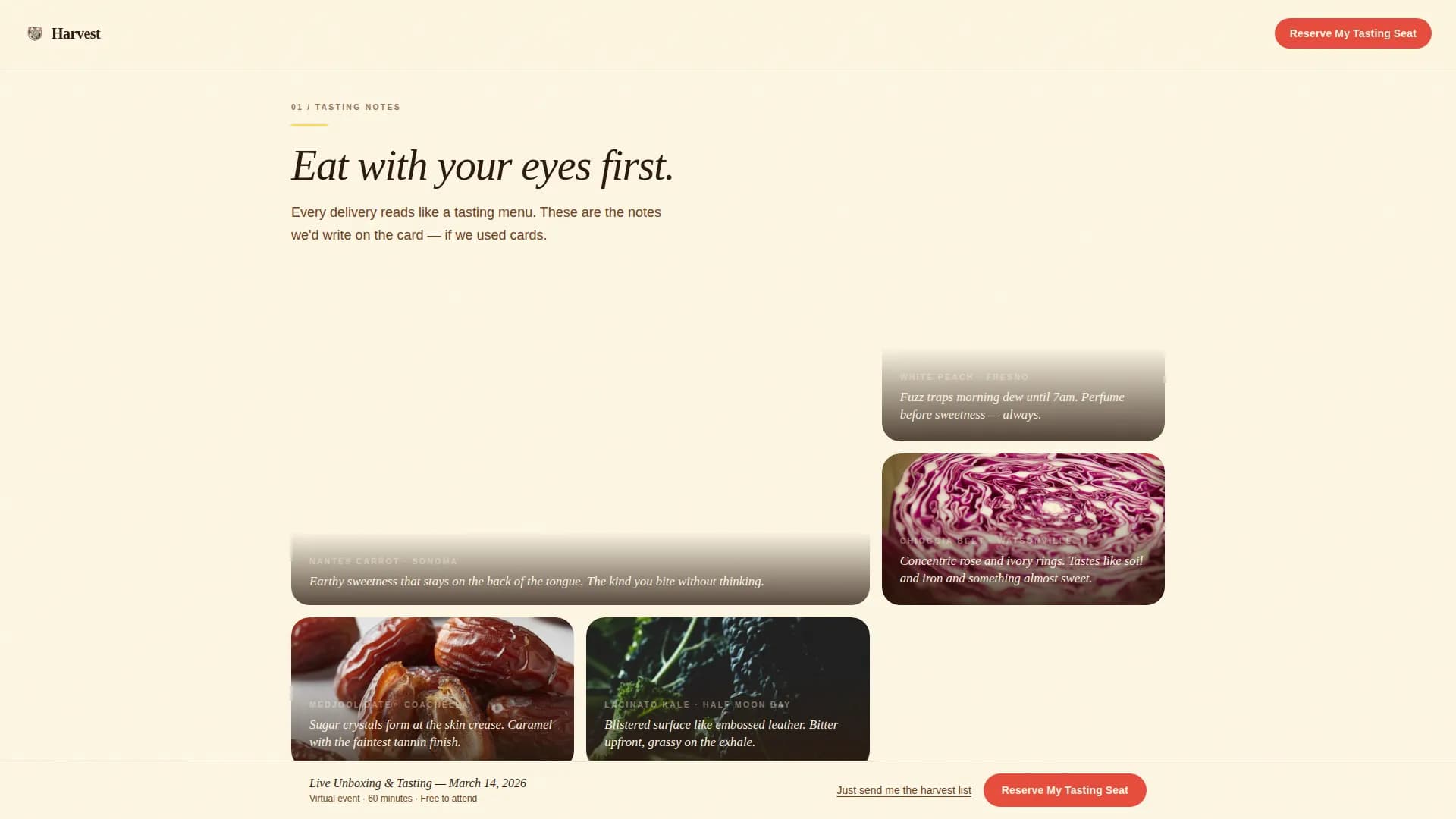 Harvest — Farm Grocery Landing Page Template