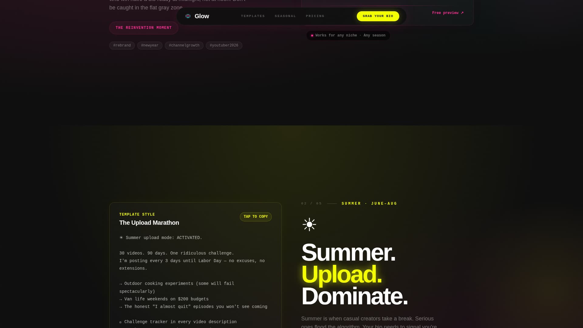 Radiance — Electric Video Content Landing Page Template