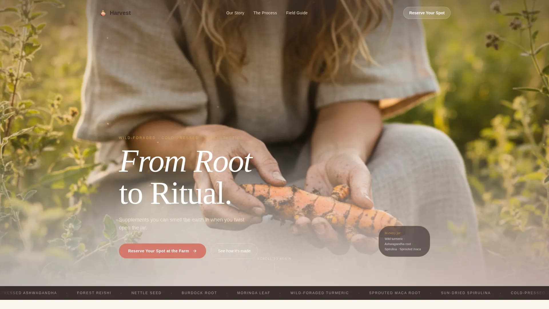 Harvest — Organic Botanical Supplement Landing Page Template