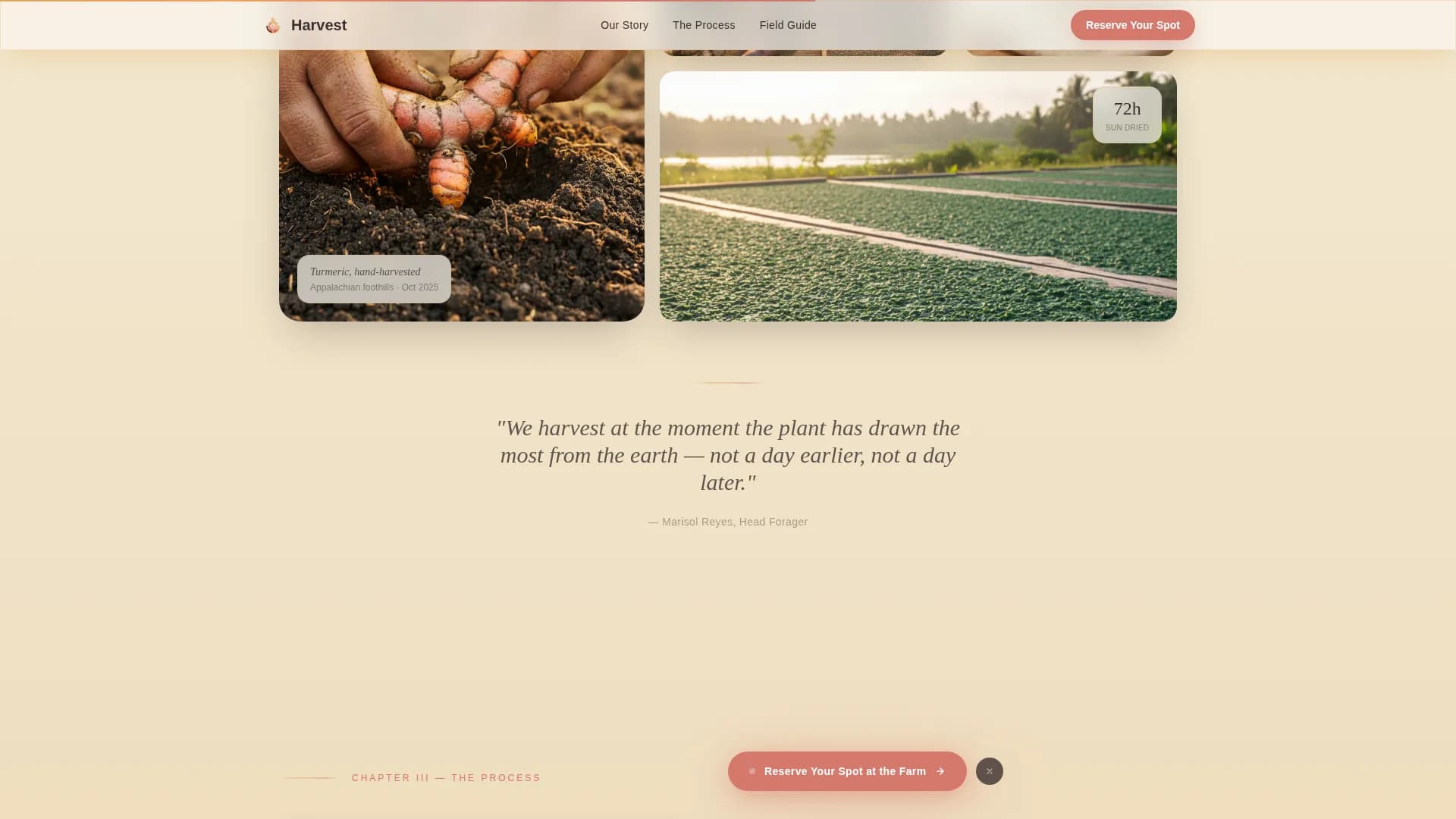 Harvest — Organic Botanical Supplement Landing Page Template