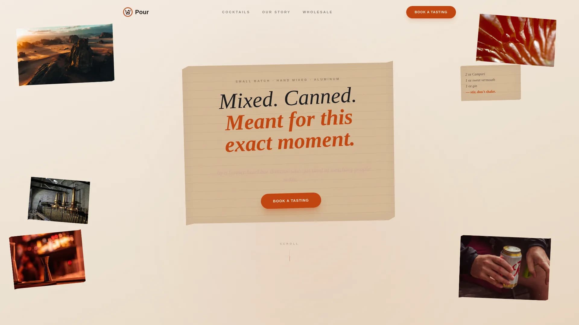 Pour — Premium Cocktail Workshop Landing Page Template