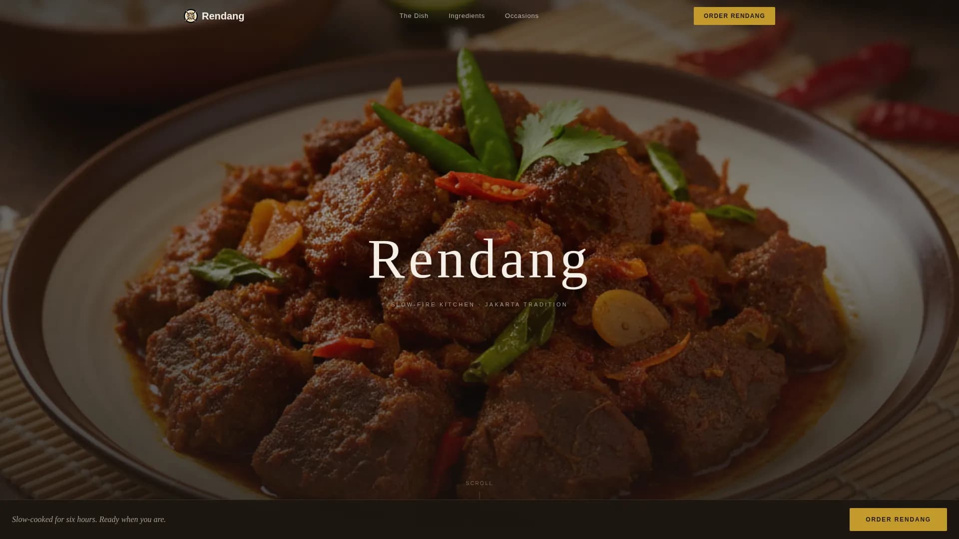 Rendang — Authentic Indonesian Bistro Landing Page Template