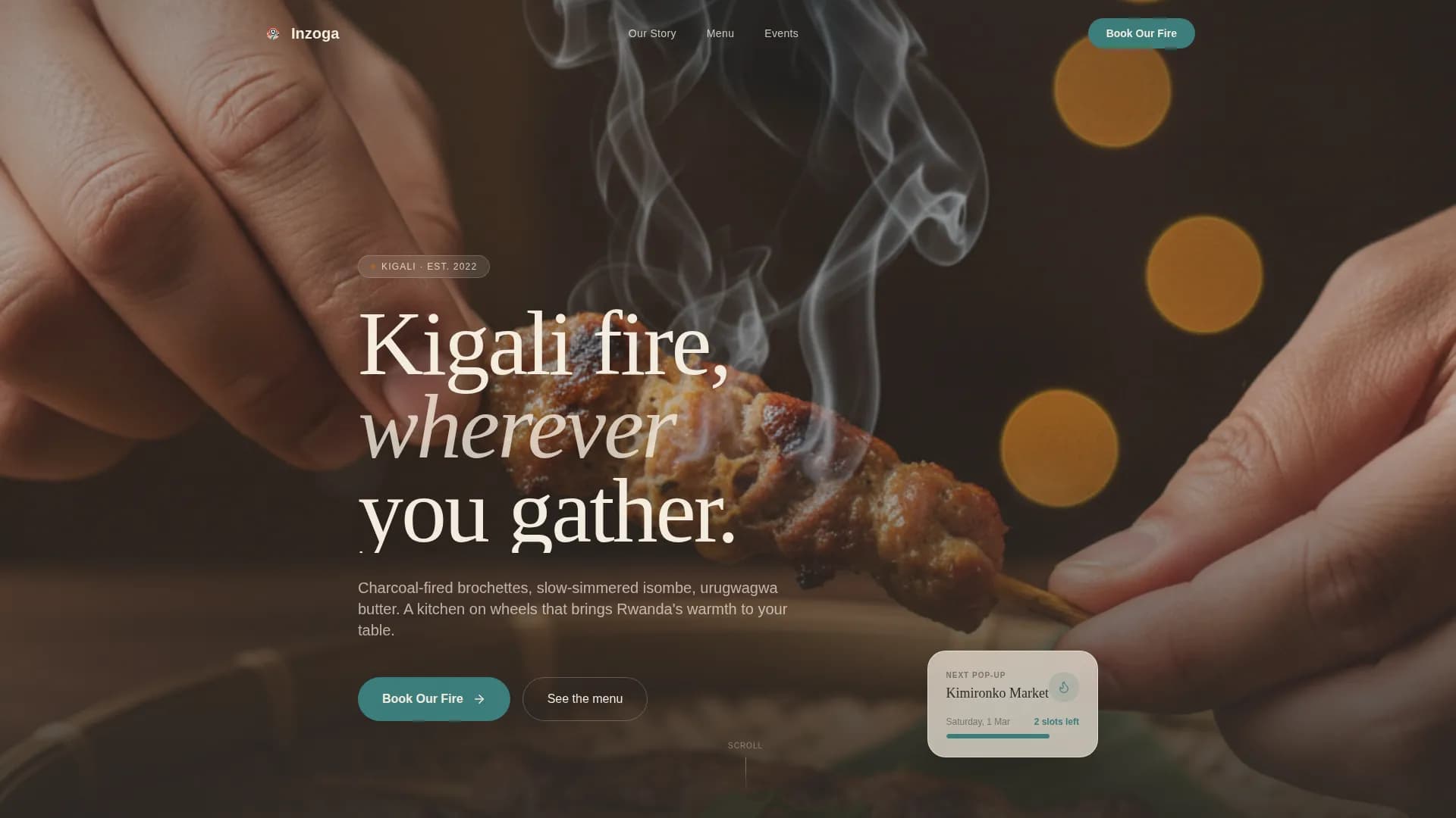 Inzoga — Rwandan Food Truck Booking Landing Page Template