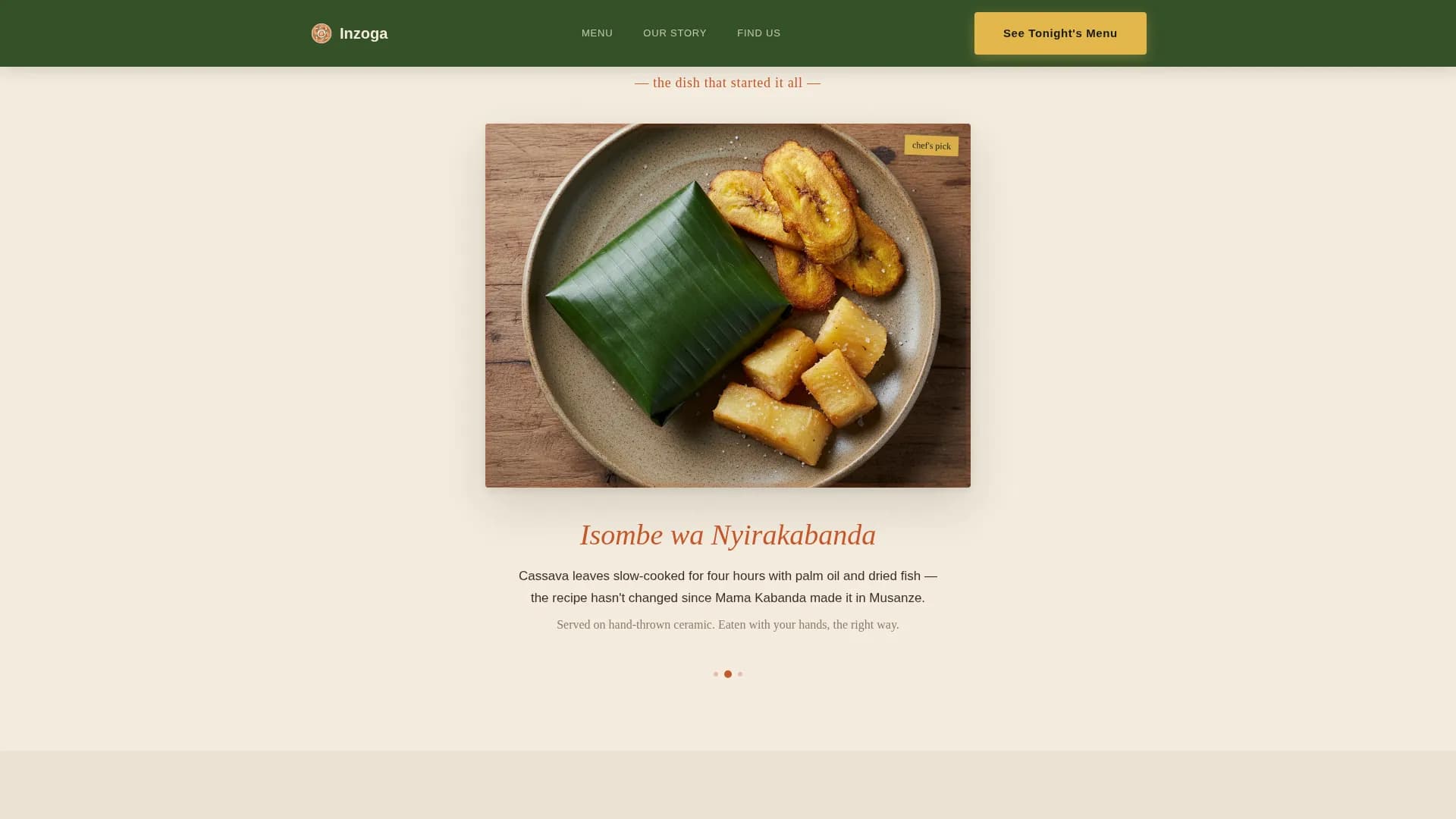 Artisan — Bold Rwandan Kitchen Landing Page Template
