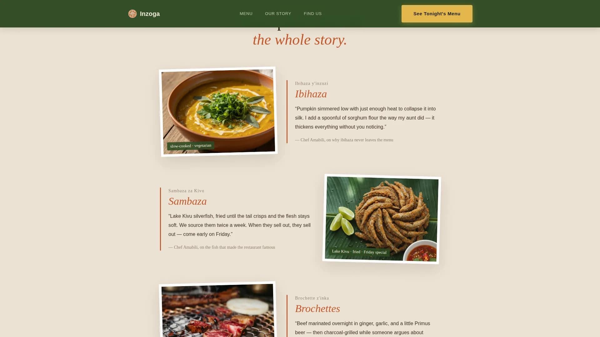 Artisan — Bold Rwandan Kitchen Landing Page Template