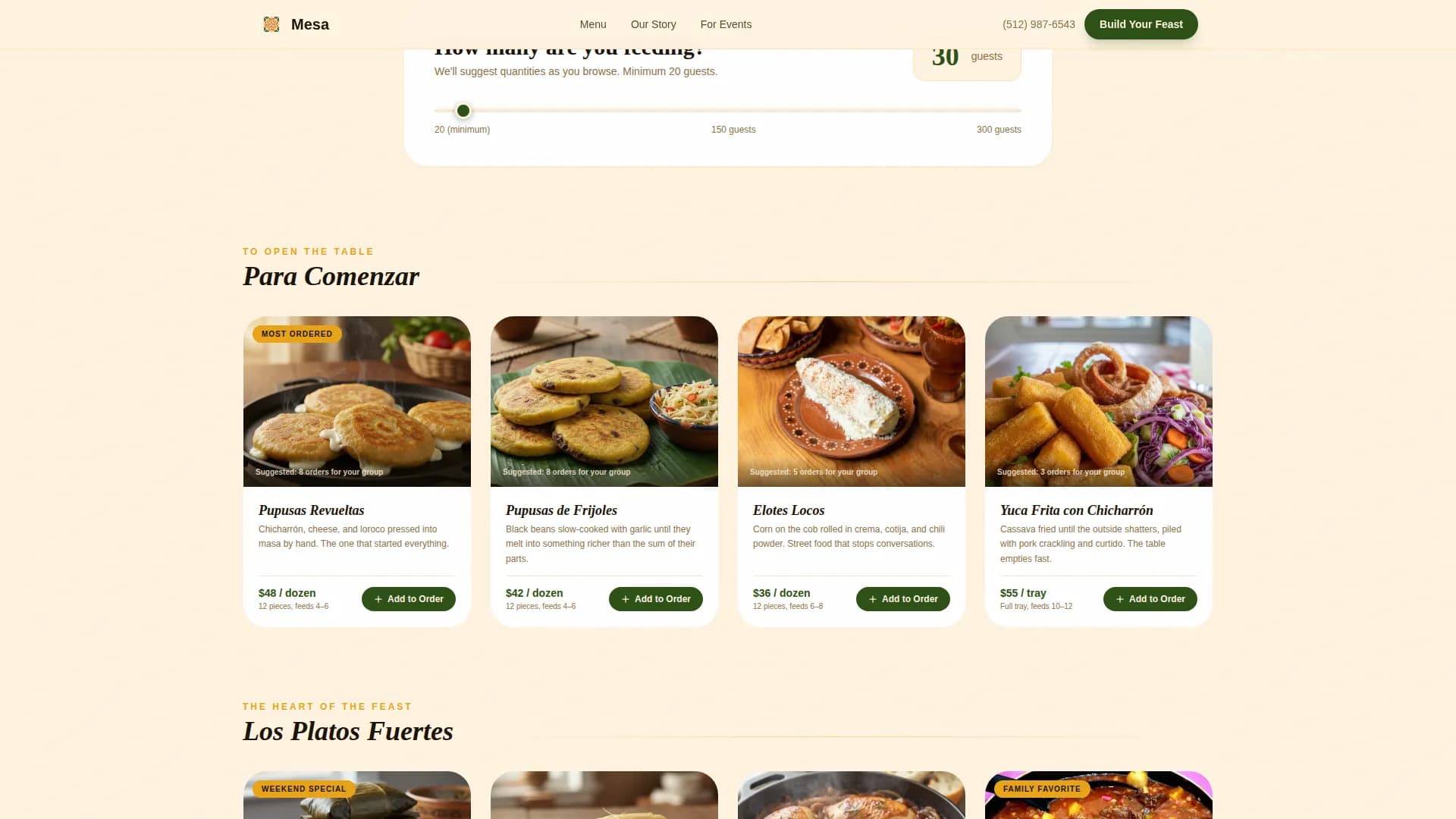 Mesa - Authentic Salvadoran Catering Landing Page Template