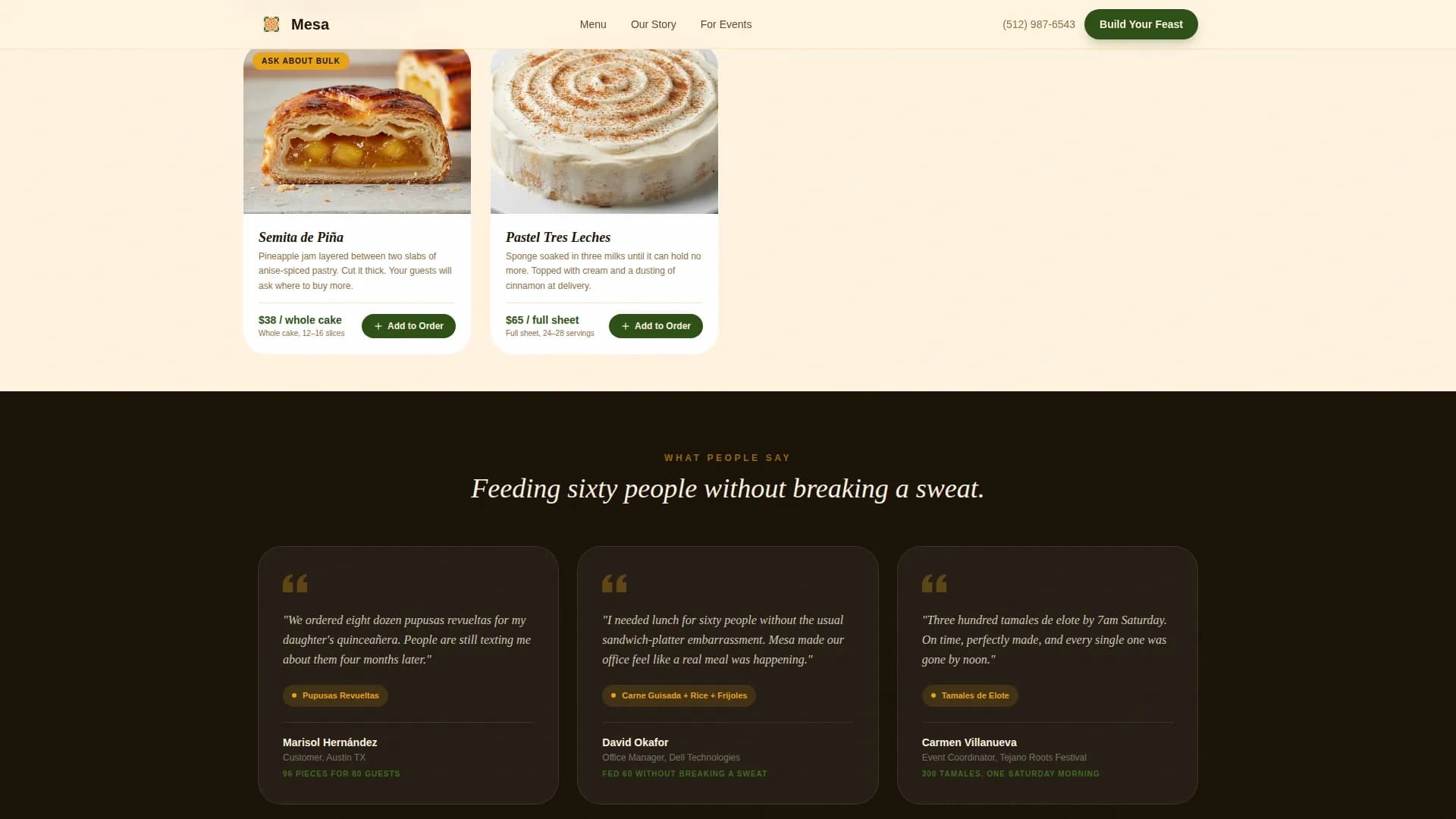 Mesa - Authentic Salvadoran Catering Landing Page Template